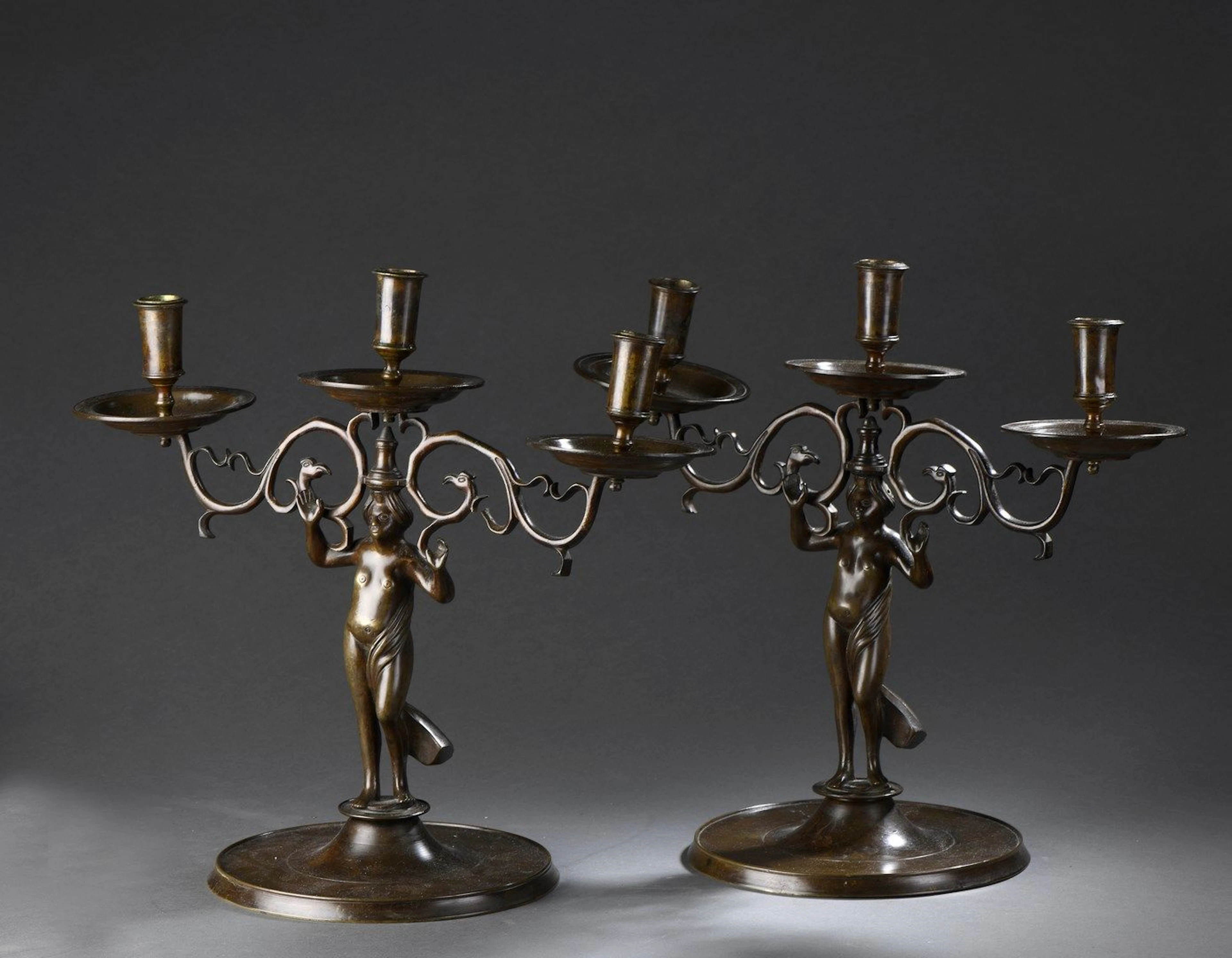 Paire de chandeliers à double branches en... - Lot 206 - Rossini
