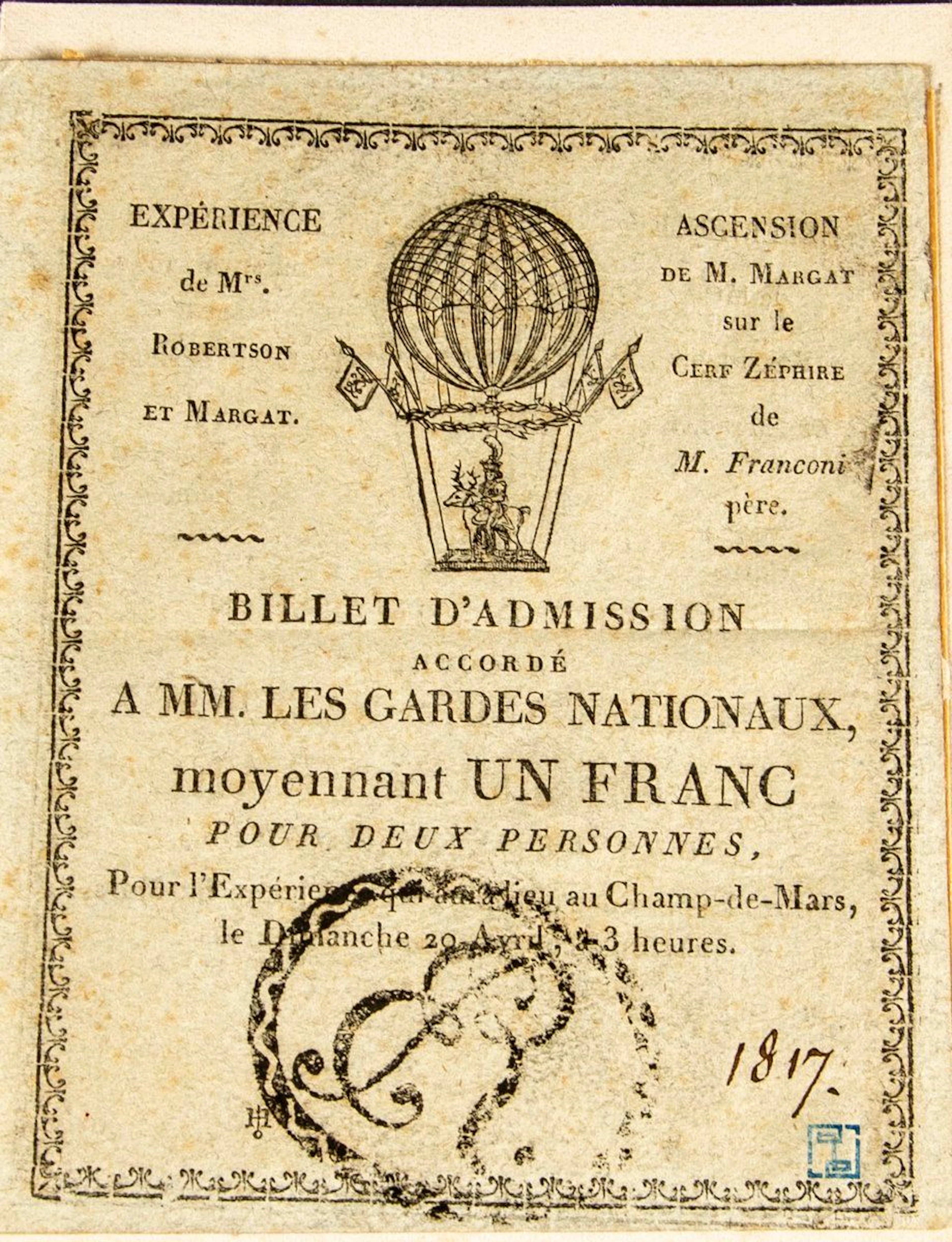 AÉROSTATION. - Billet d'admission accordé... - Lot 251 - Rossini