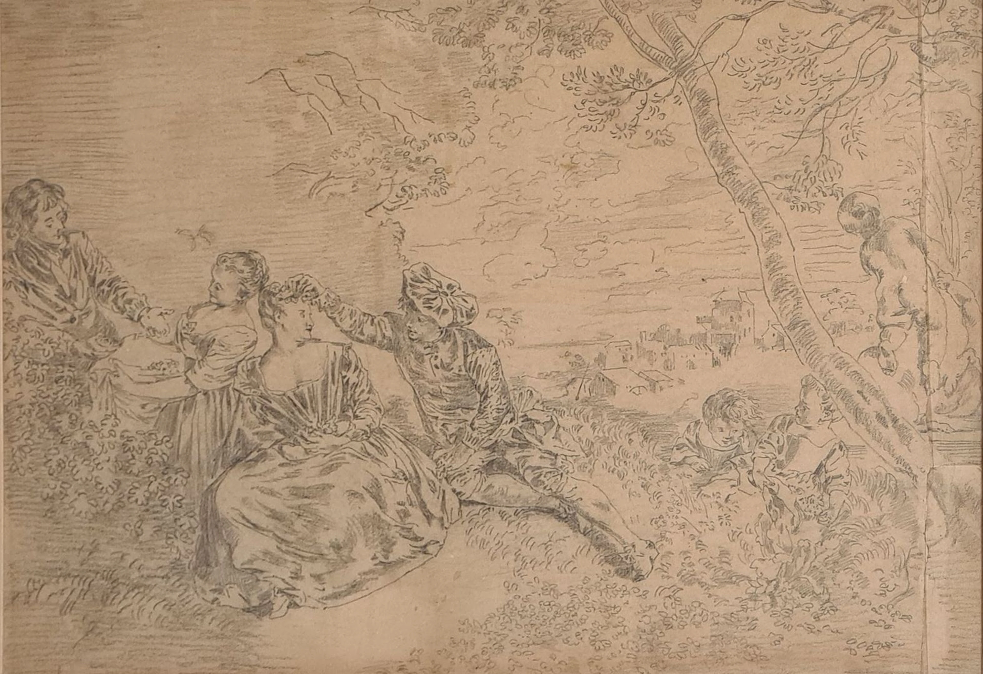ECOLE XIXeme d'après Watteau Scène galante Mine... - Lot 209 - Rossini