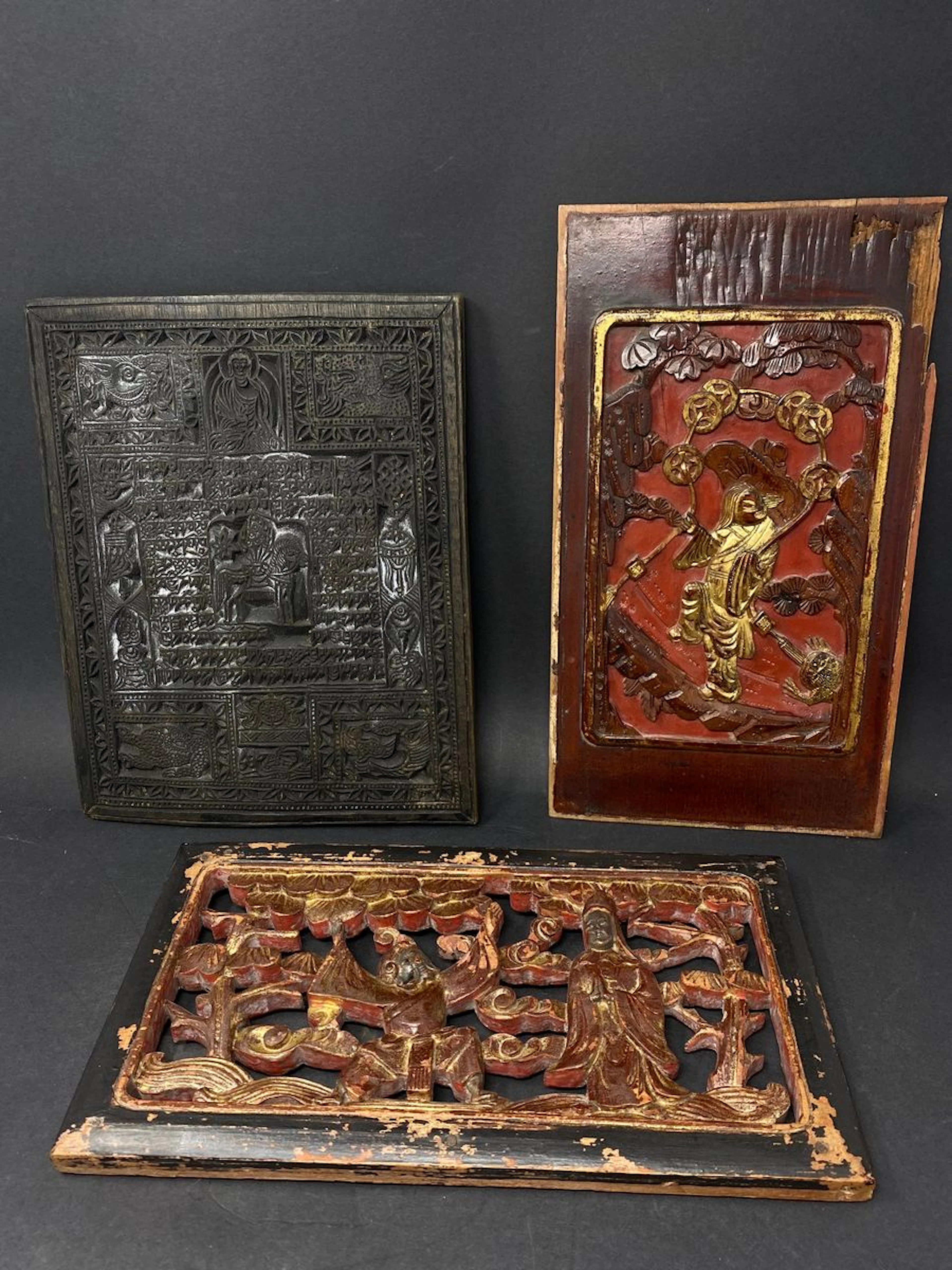 ASIE - Réunion de trois panneaux de bois... - Lot 372 - Rossini