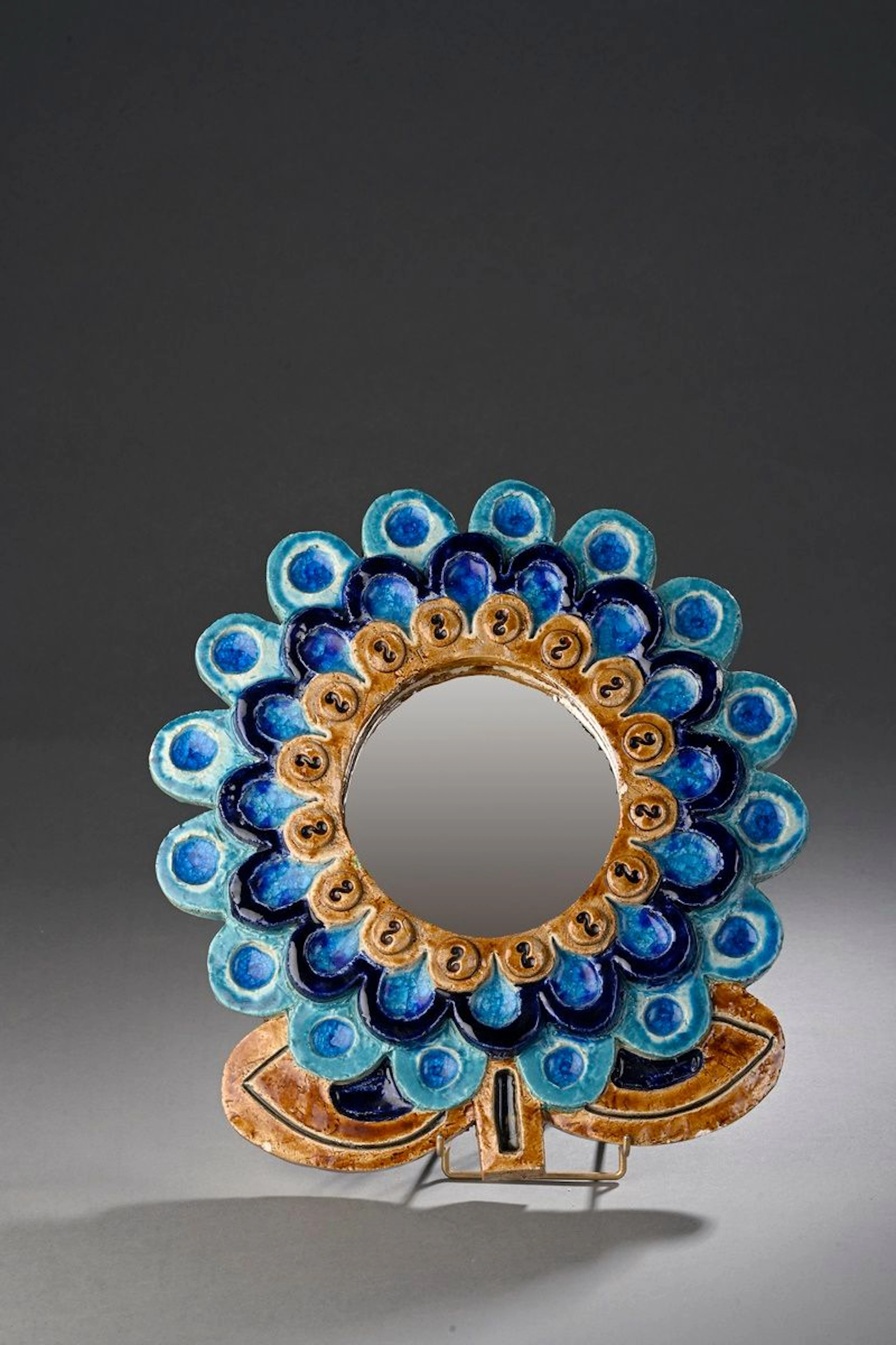 TRAVAIL FRANÇAIS 1950 « Fleur bleue ». Miroir... - Lot 123 - Rossini