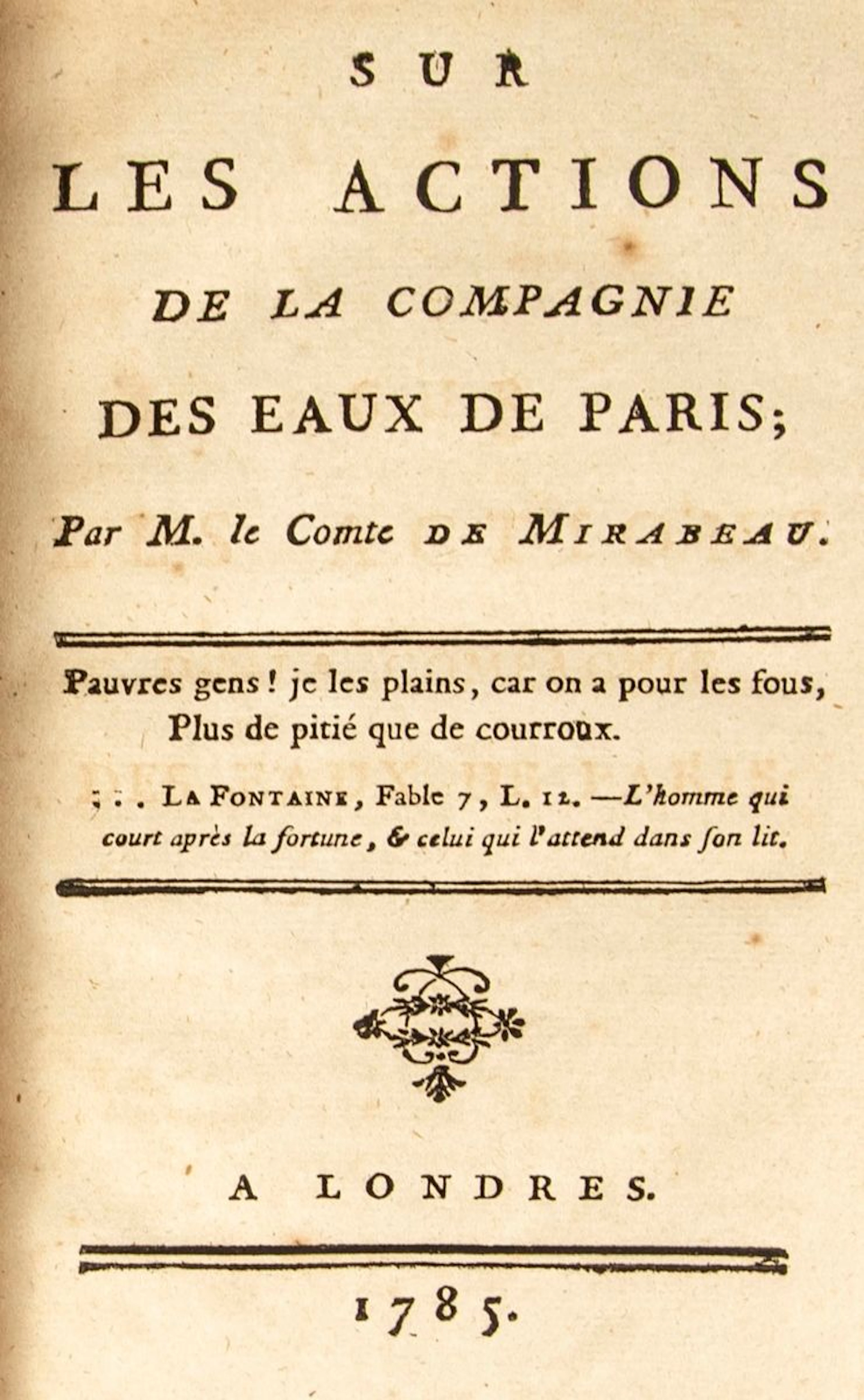 COMPAGNIE DES EAUX DE PARIS. - MIRABEAU.... - Lot 7 - Rossini