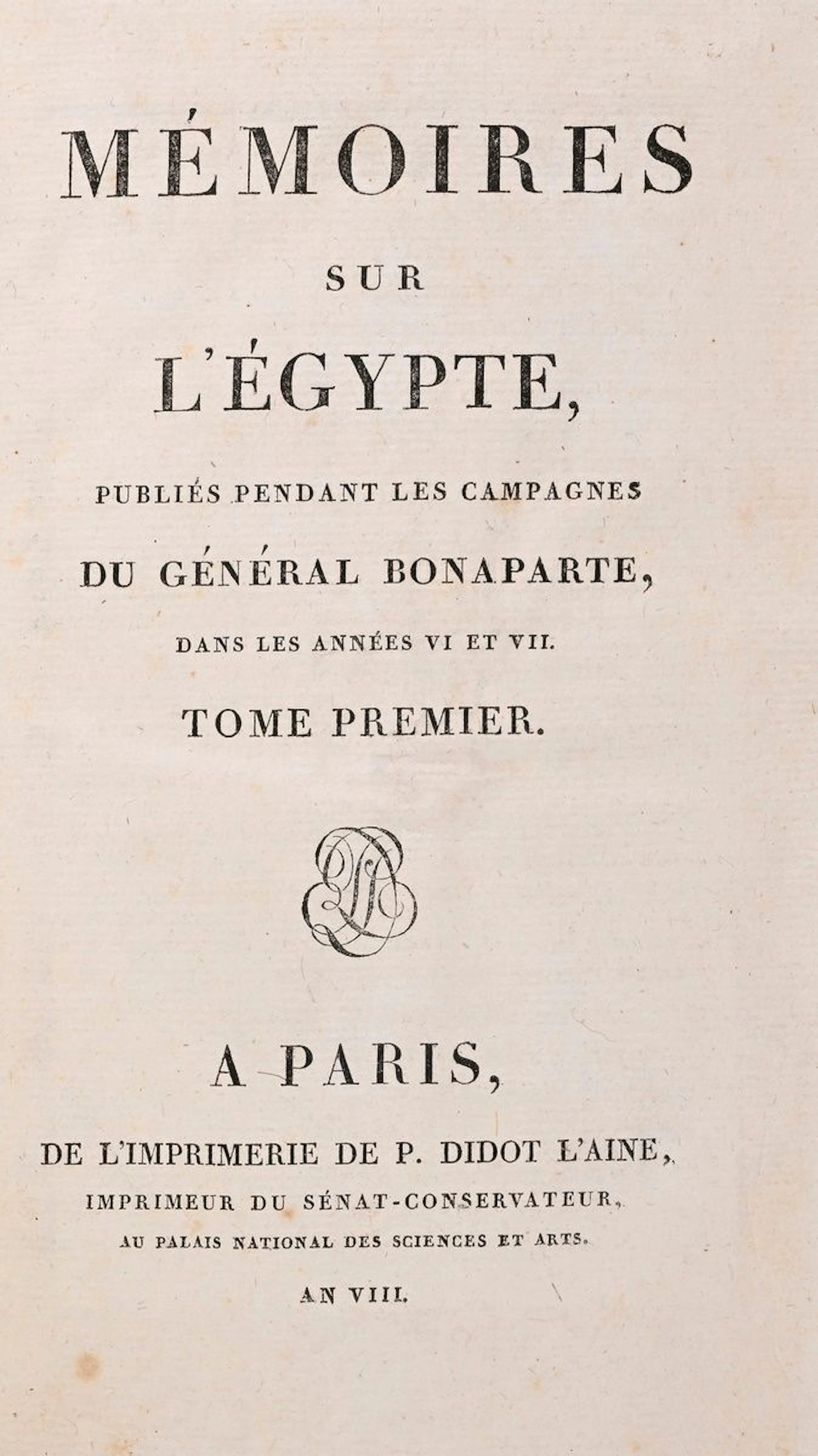 MÉMOIRES sur l'Égypte, publiés pendant les... - Lot 41 - Rossini
