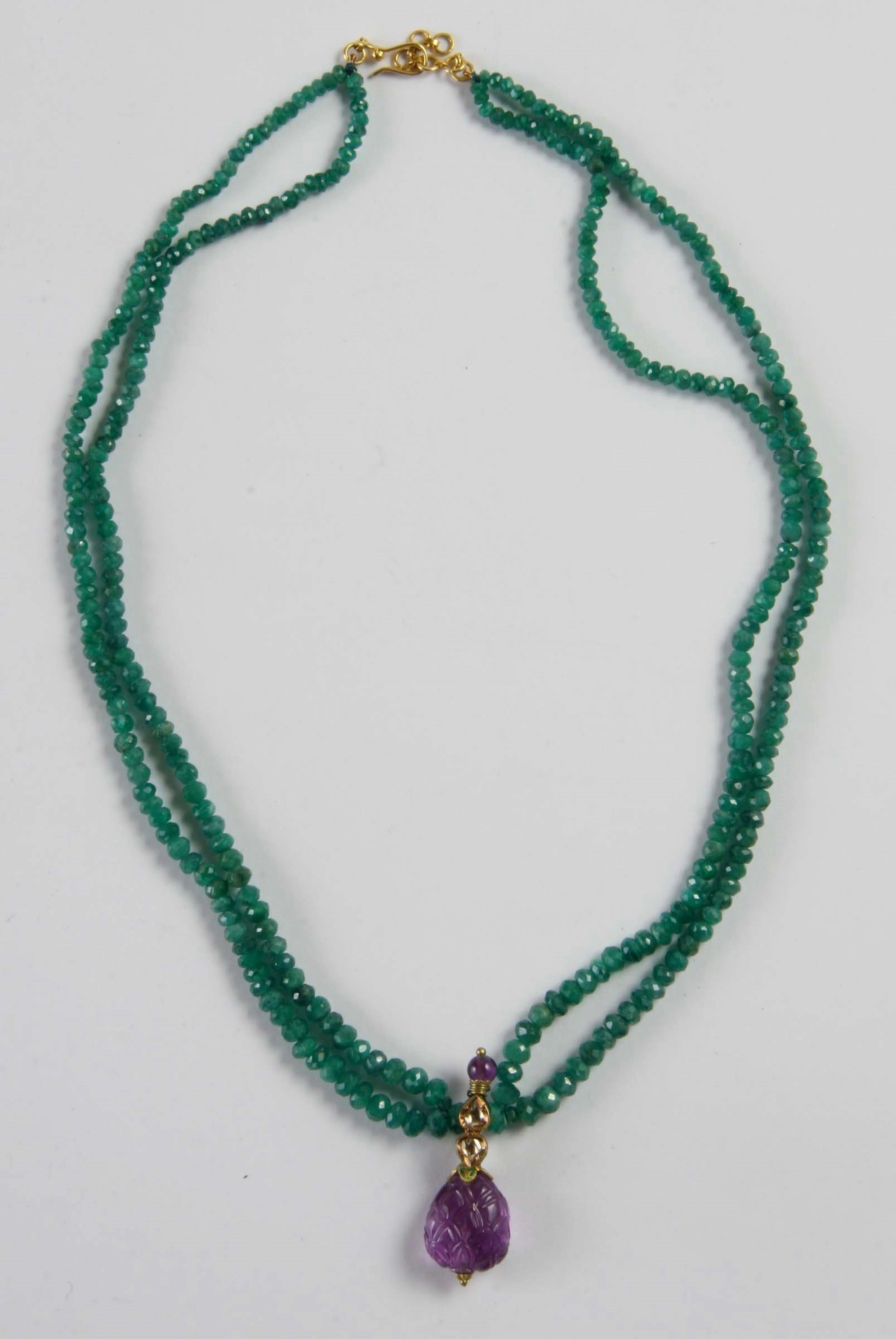 Collana di smeraldi con ametista e diamanti
