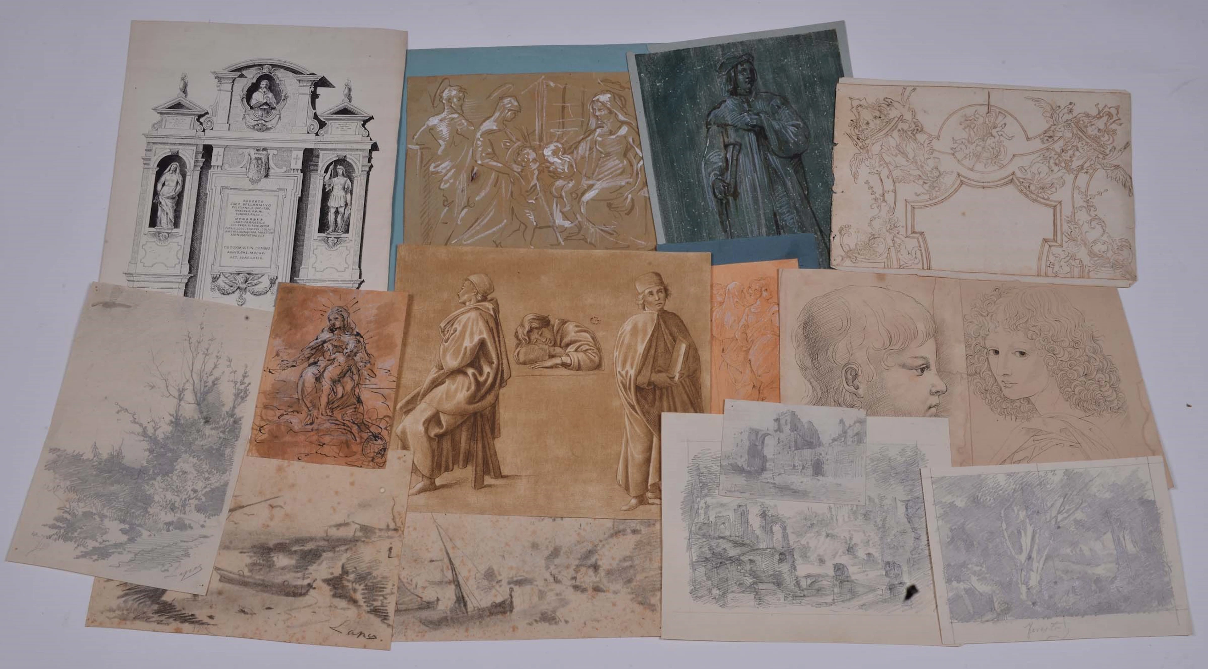 Lotto di quattordici disegni differenti del XIX secolo
