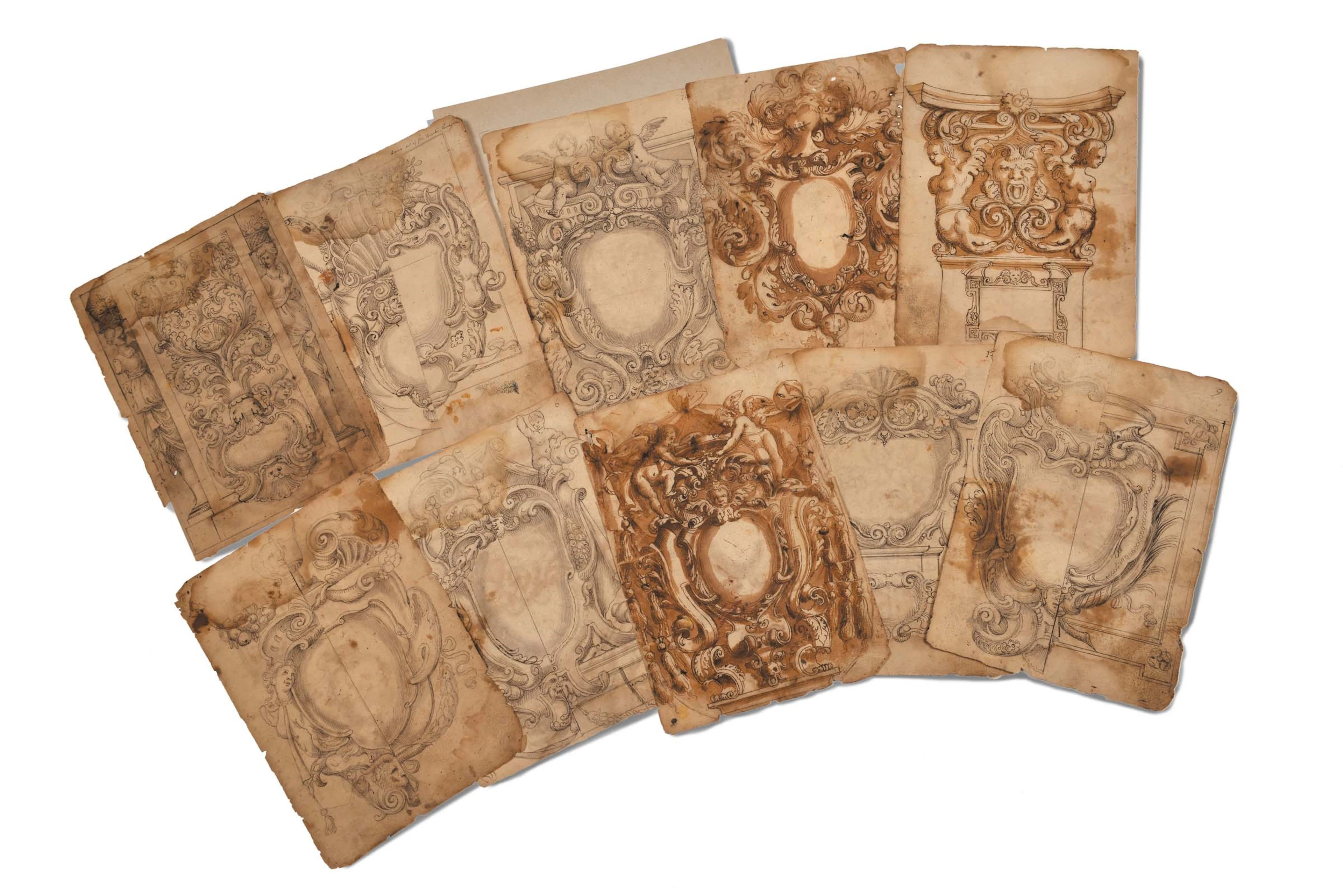 Dieci disegni di ornamenti architettonici, XVII-XVIII secolo