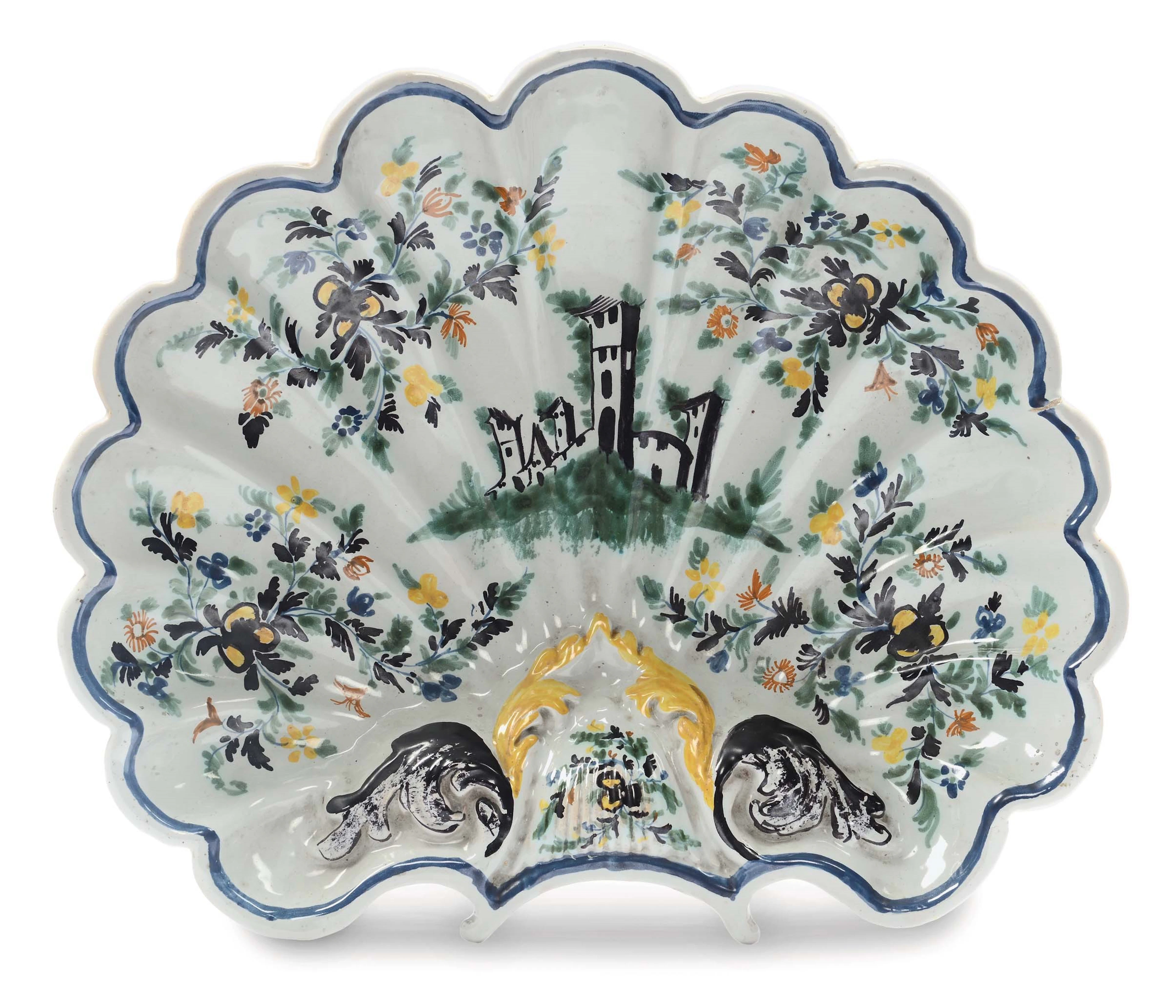 Grande bacile da barbiere in maiolica, Pavia XVIII secolo