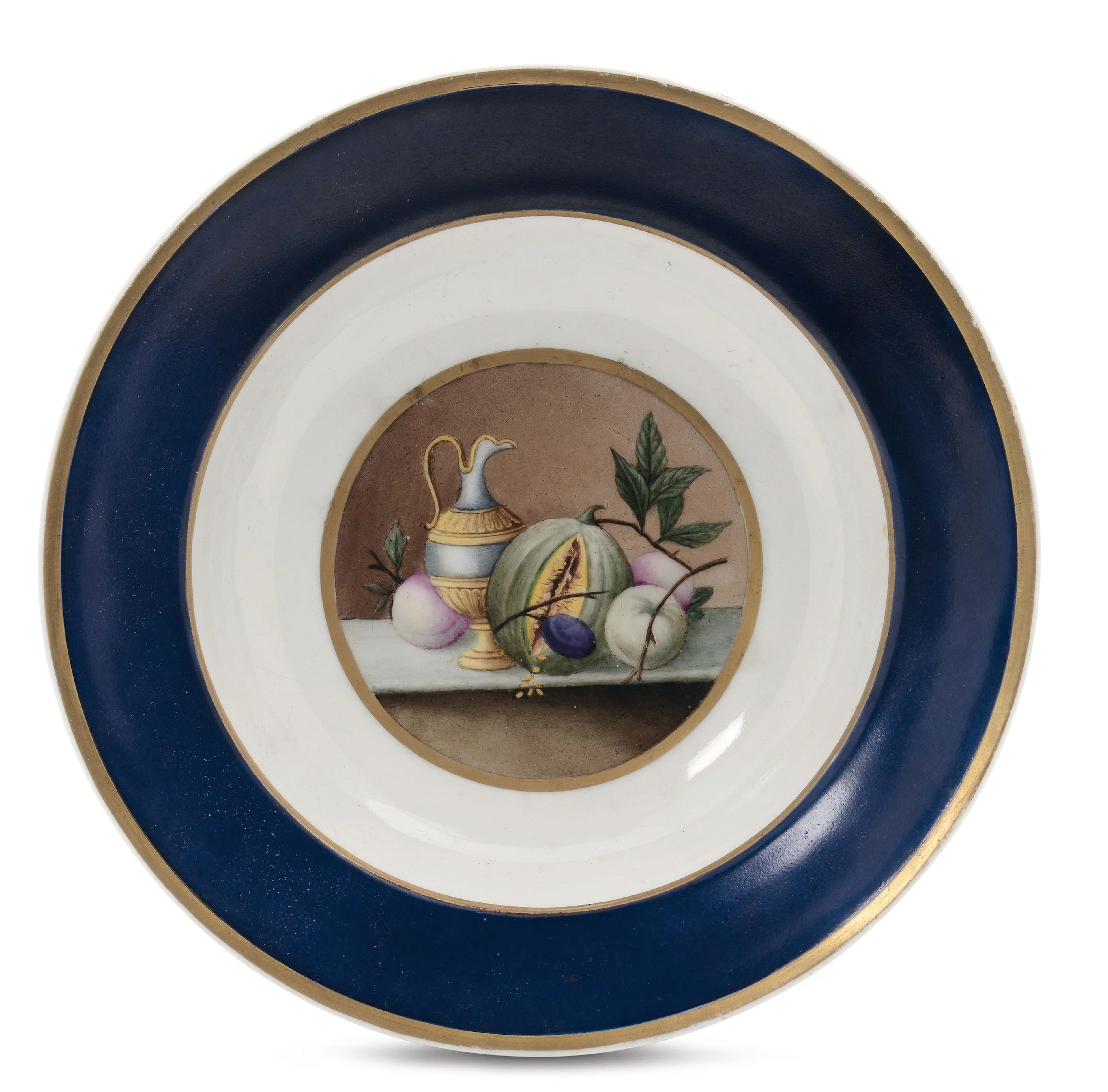 Piatto in porcellana policroma, Russia, periodo di Nicola I (1825/1855)