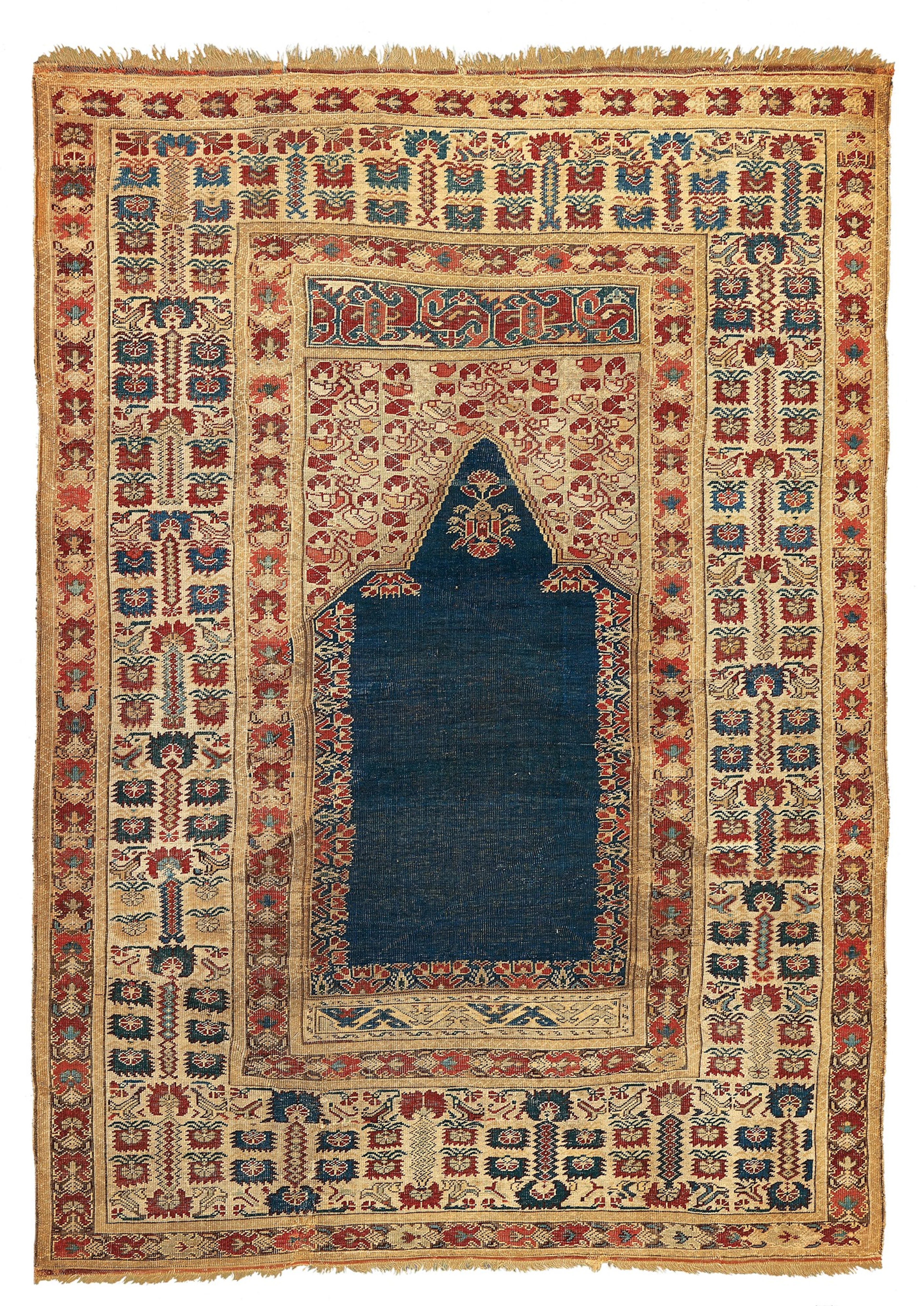 A Ghiordes prayer rug West Anatolia 19th century cm 176x130. Sides