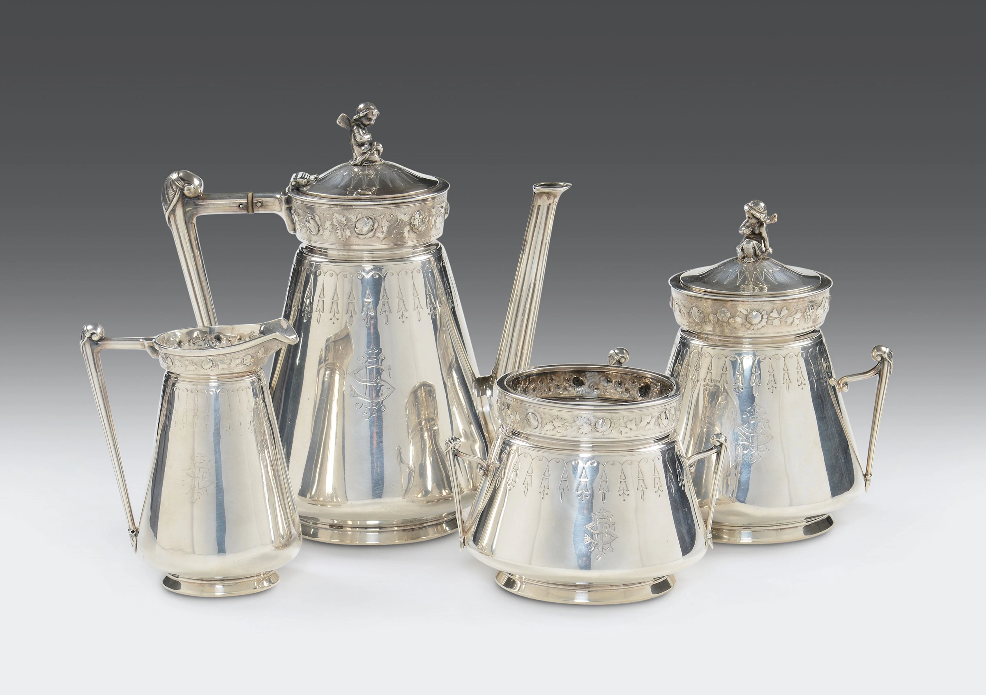 Servito da t� e caff� in argento sterling, Bolli dell'argentiere Gorham