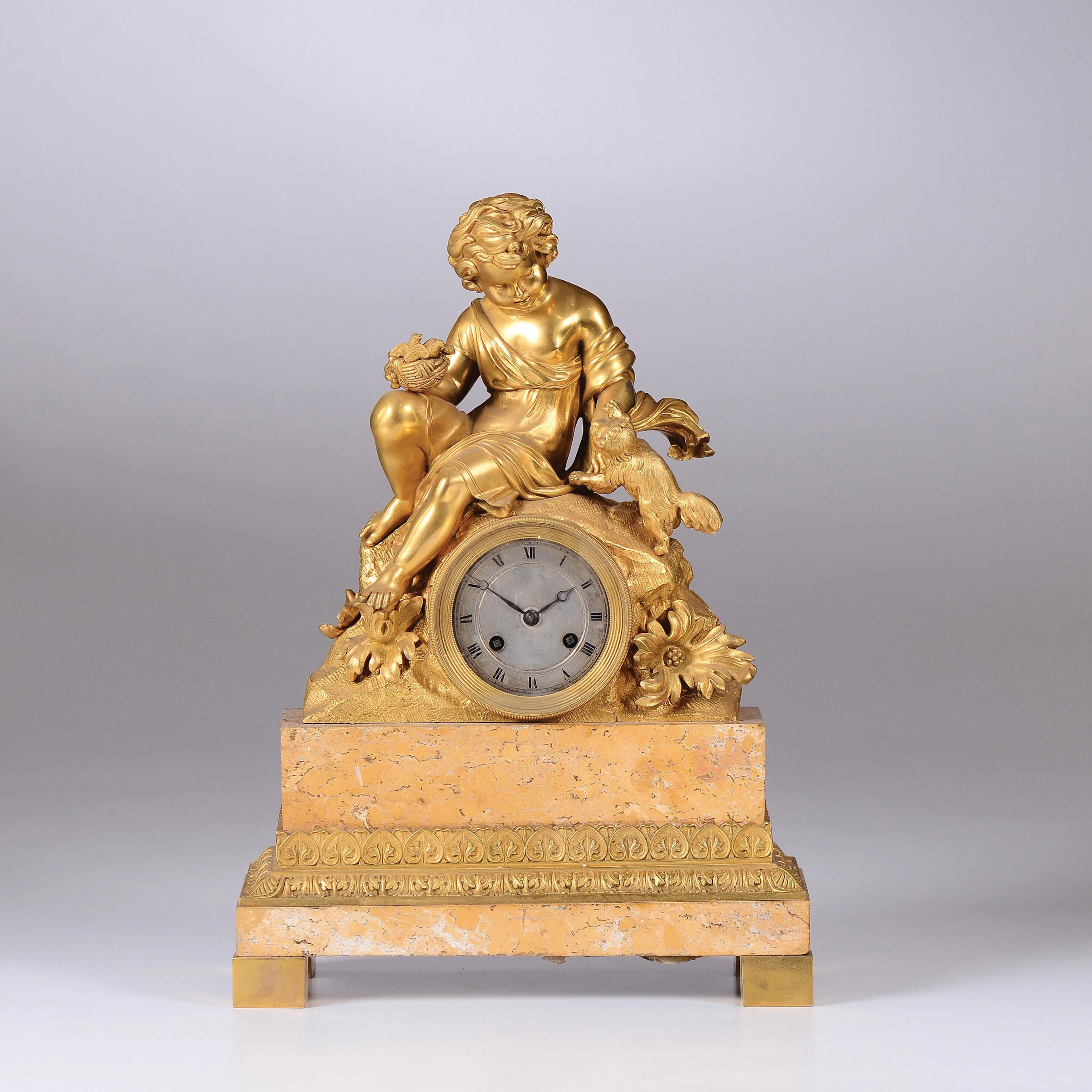 A marble and ormolu Charles X clock, France, 19th century