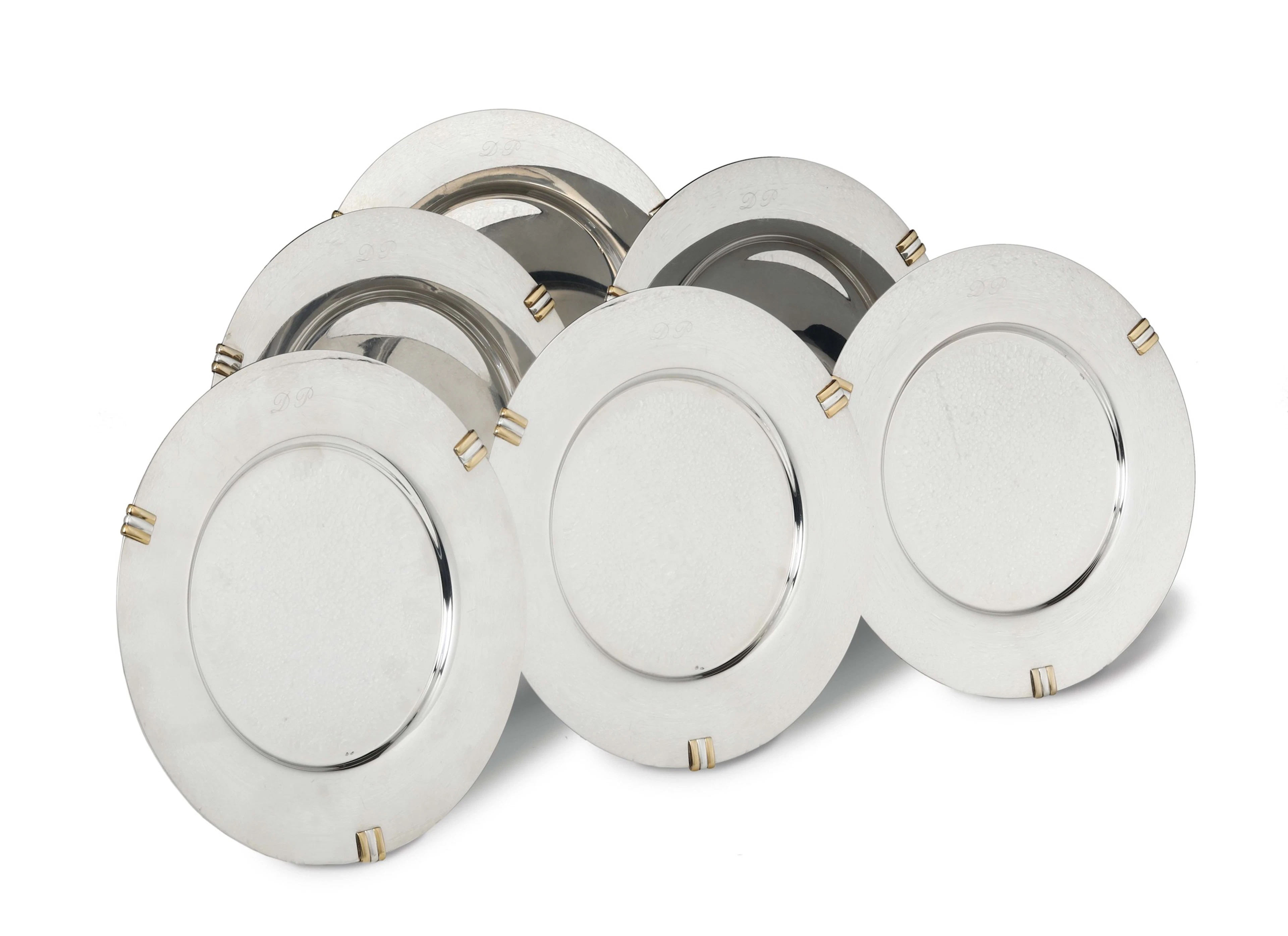 Set of six silver plates, Cartier, Spanish manufacture for Cartier 1990