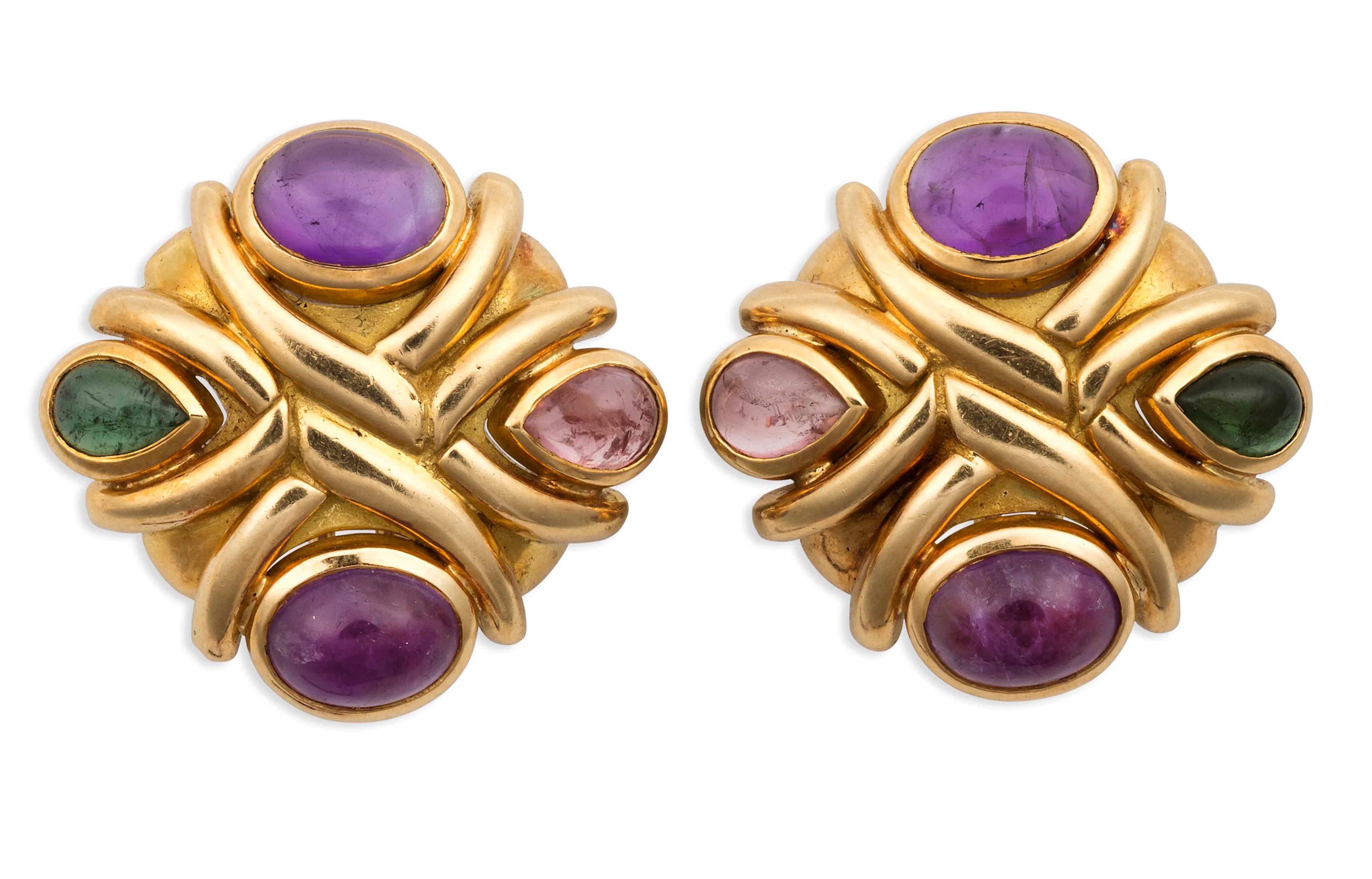 Orecchini con ametiste taglio cabochon