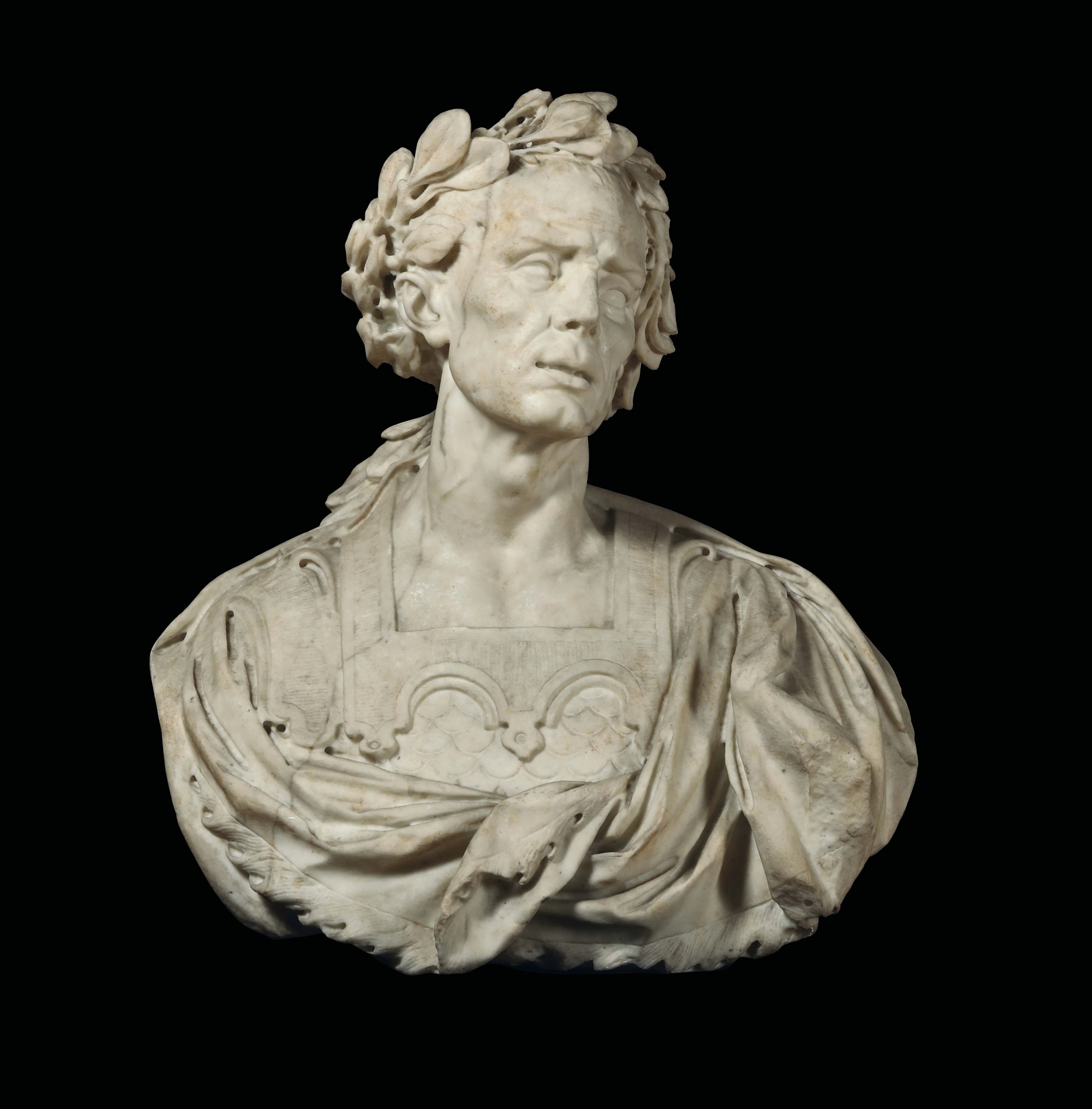 Busto virile in marmo bianco. Arte barocca genovese della prima met�