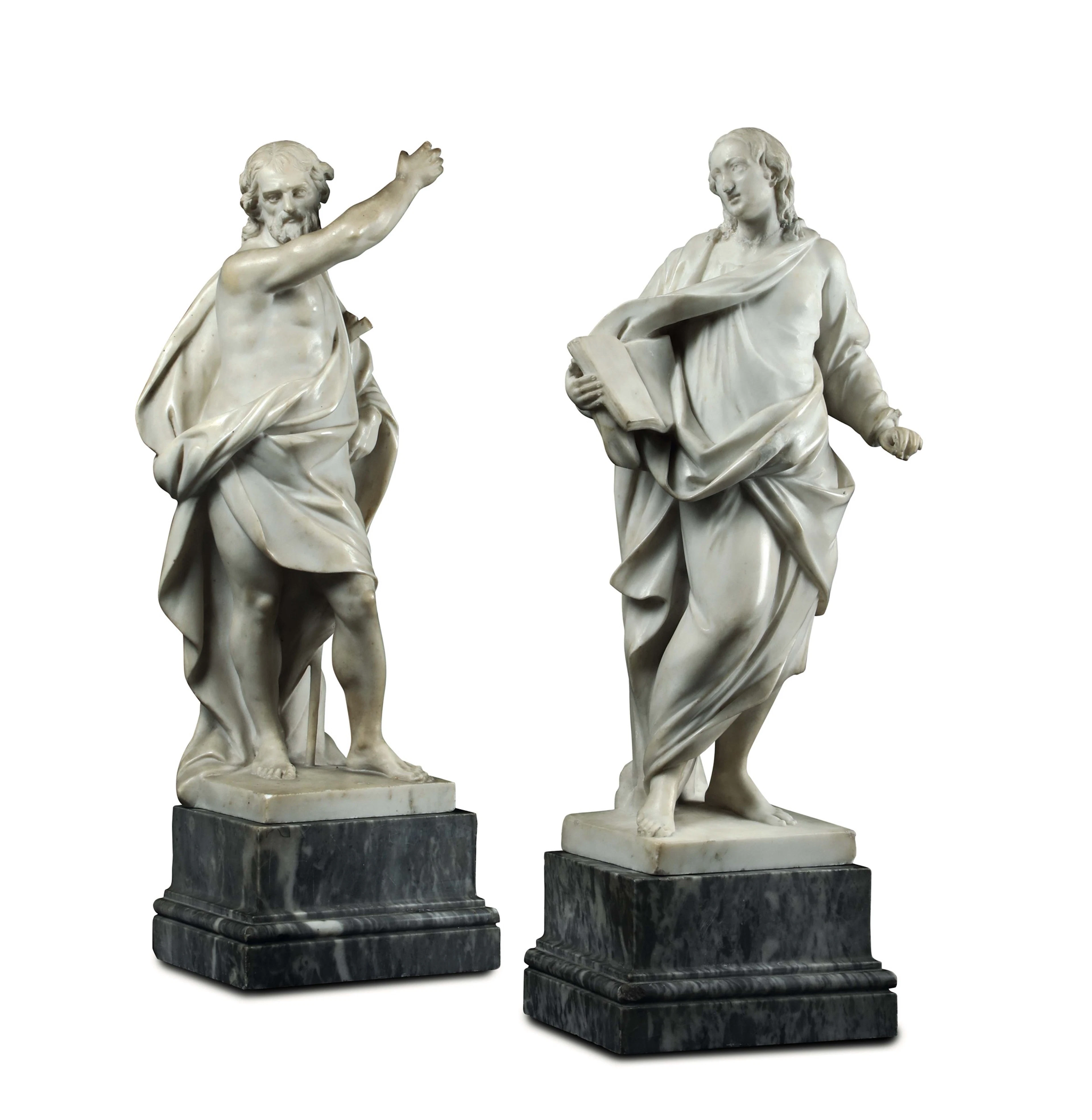 San Giovanni Battista e San Giovanni Evangelista. Sculture in marmo