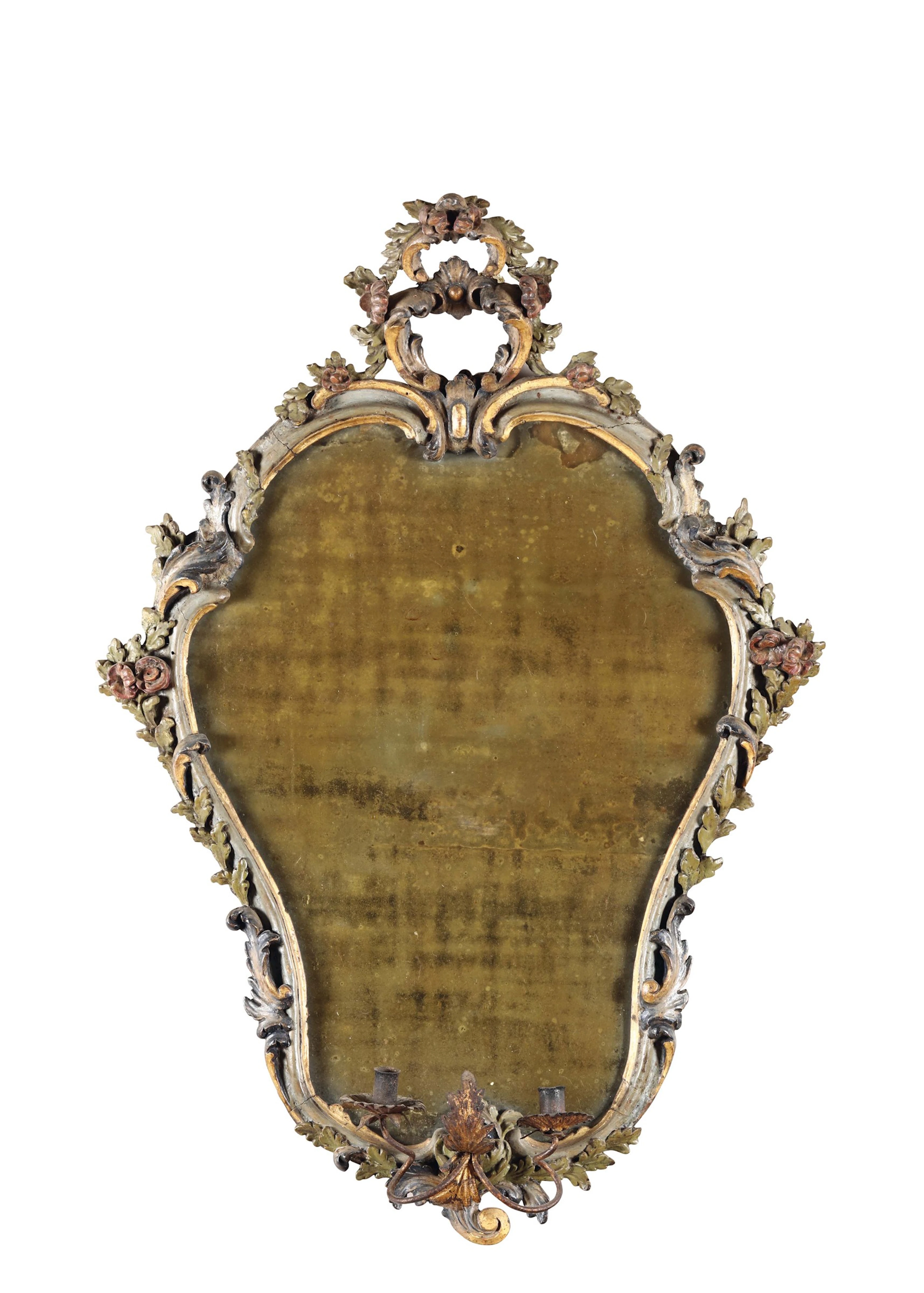 Coppia di specchiere in legno intagliato e dipinto, Veneto XVIII secolo