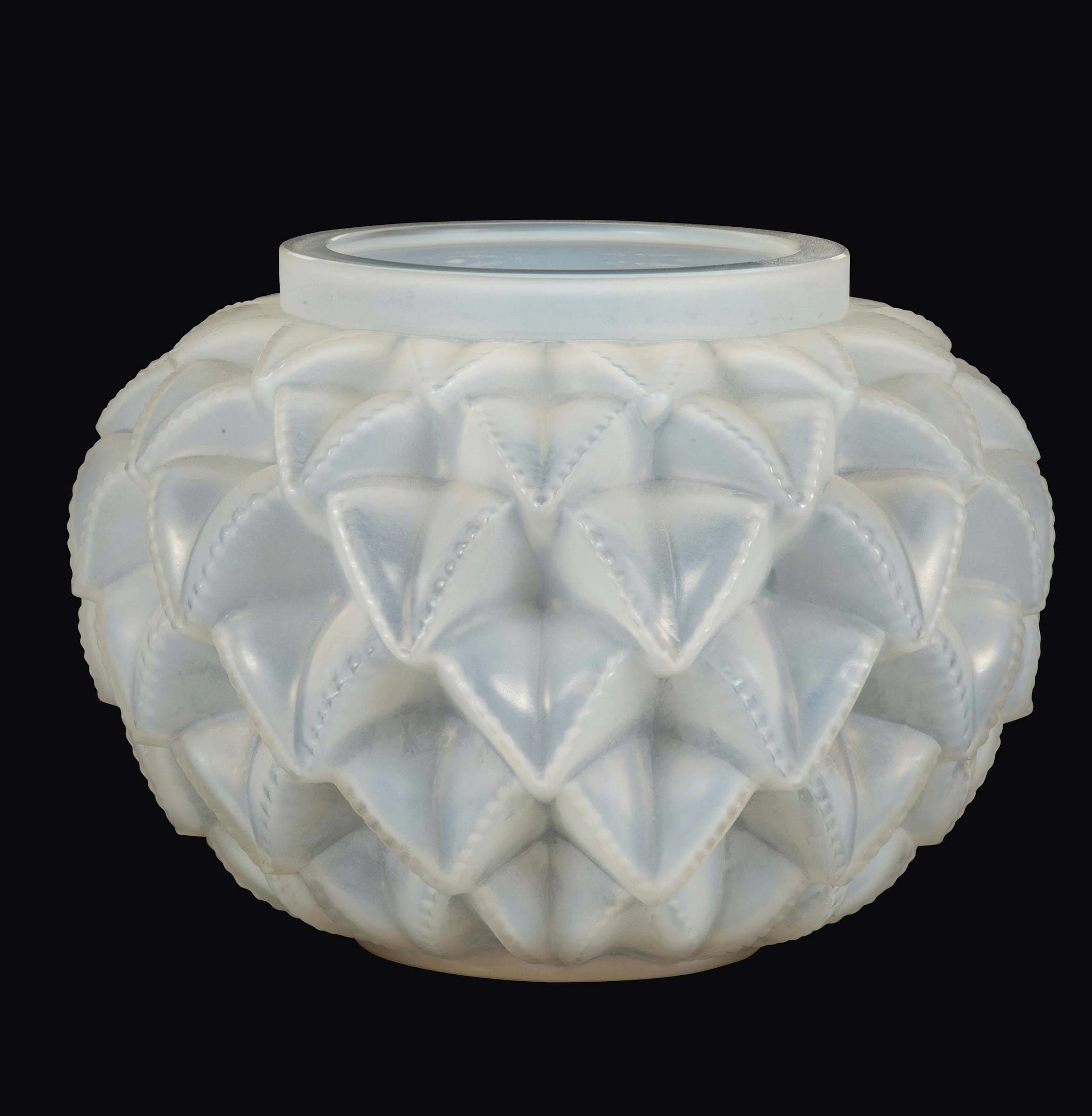 Ren� Lalique, France, 1930 ca. A Languedoc vase in opalescent blown