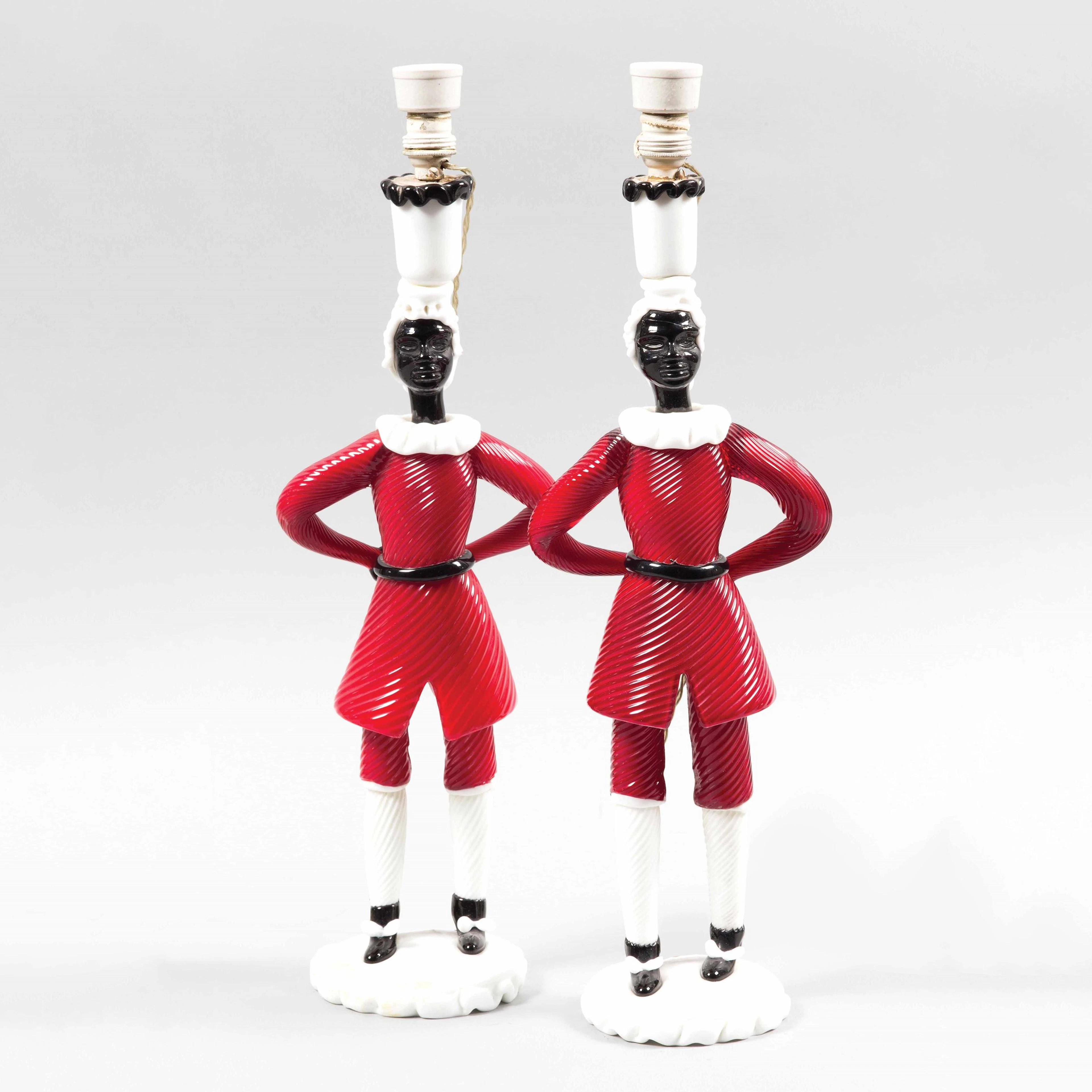 Fulvio Bianconi, Venini, Murano, 1948 ca. A pair of figurines in red