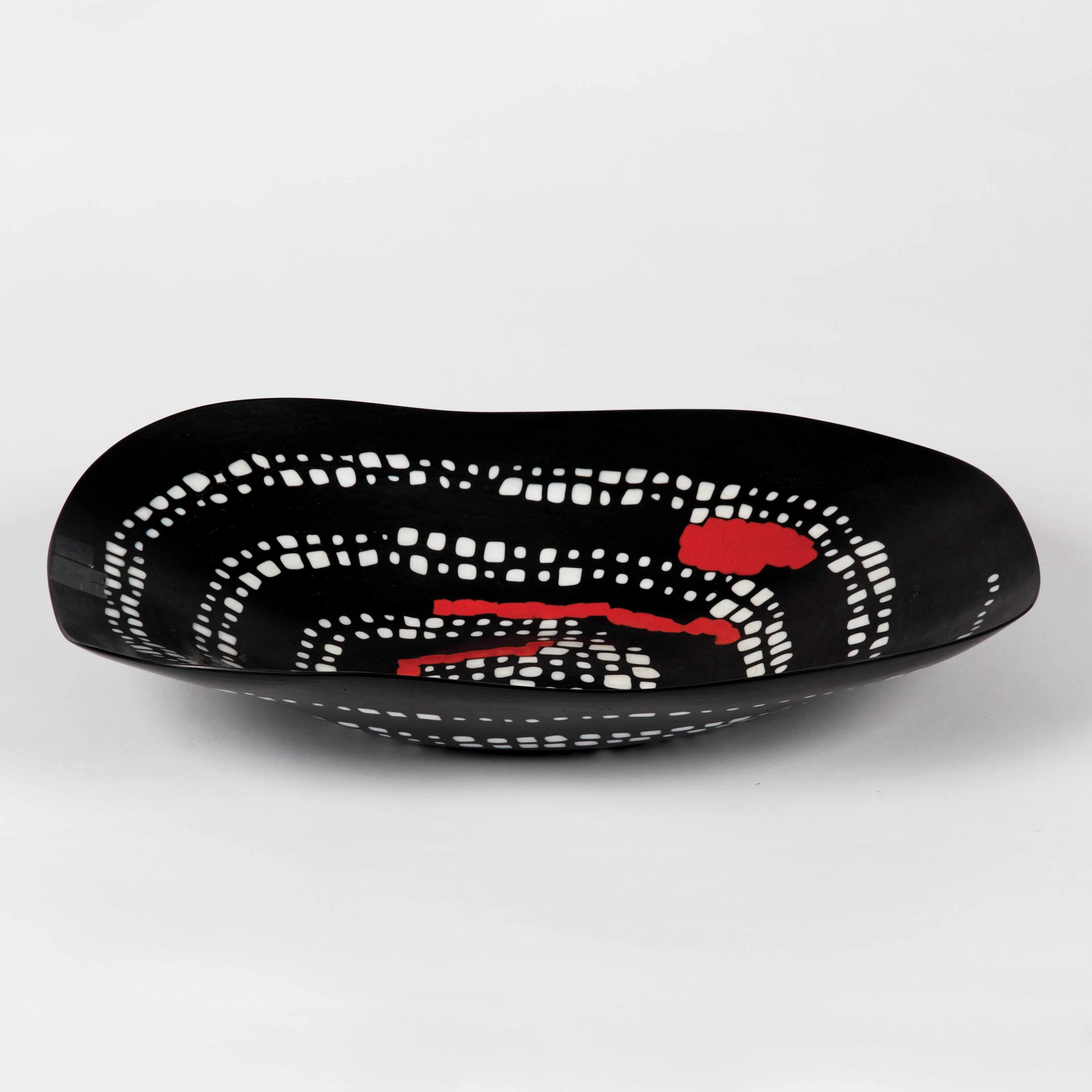 Carlo Scarpa, Venini, Murano, 1989. A cup in black, coral and white