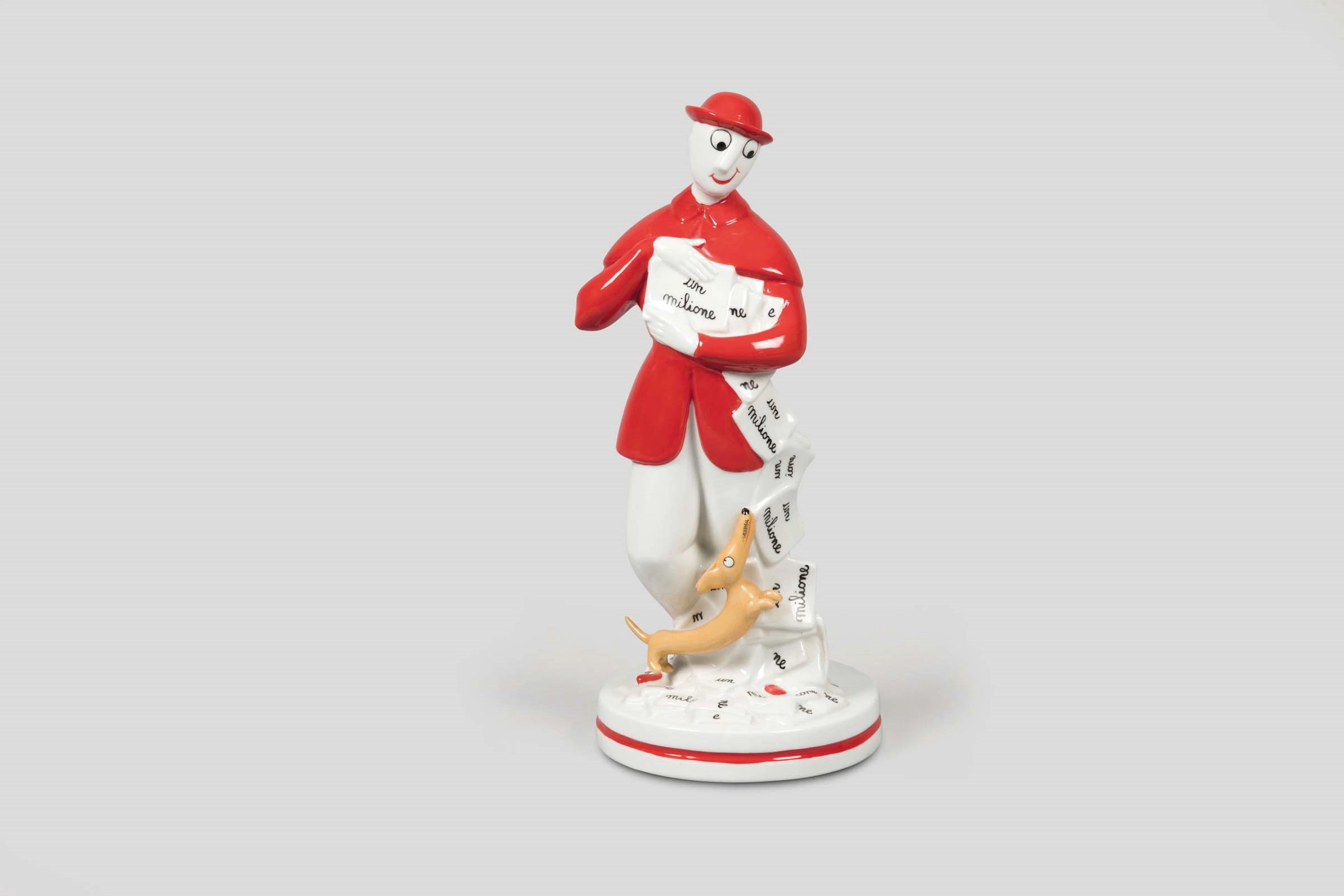 Ceramica Fabris, Italy, 1930 ca. A figure depicting Mr. Bonaventura