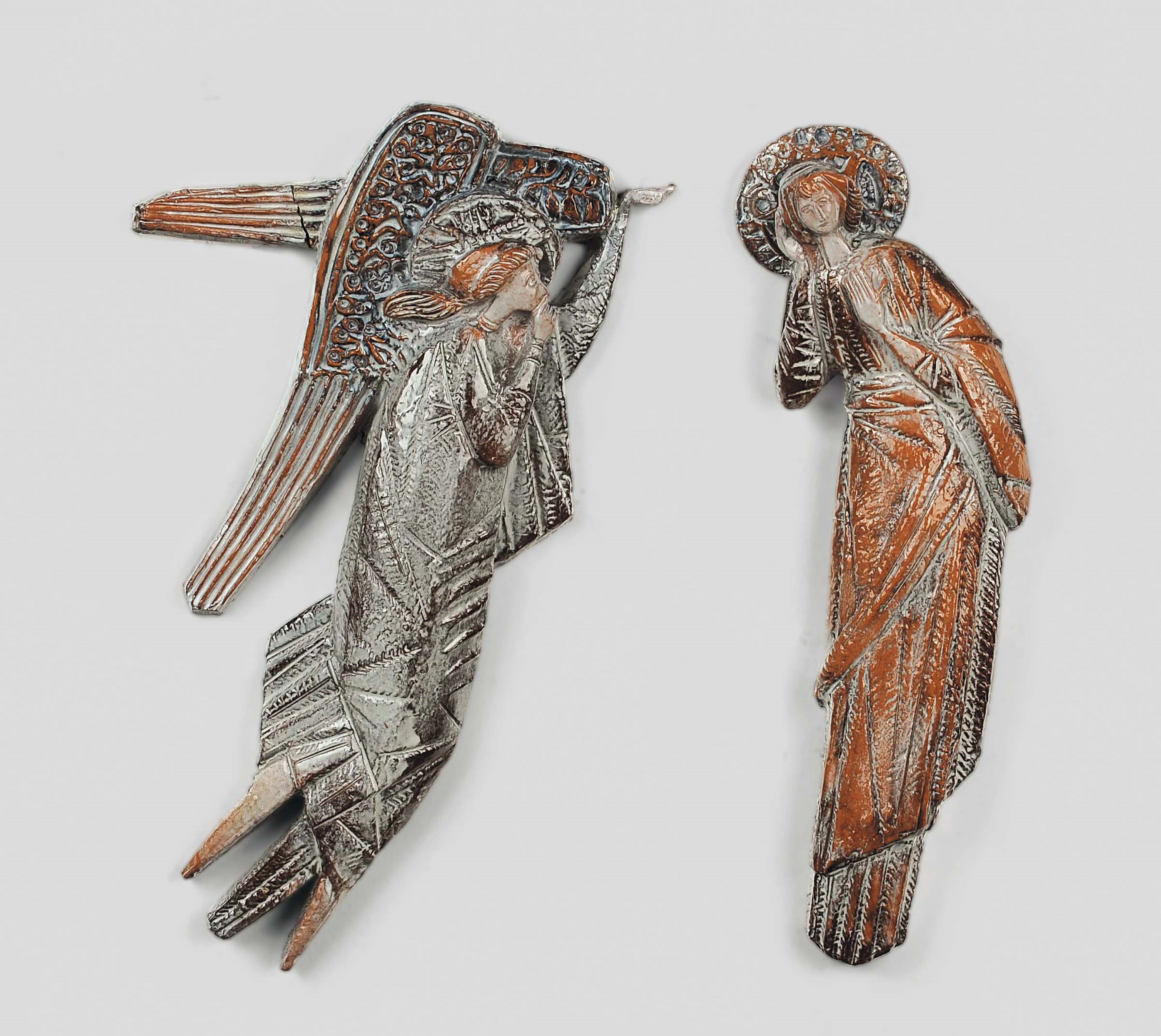 Angelo Biancini, Annunciazione. A pair of terracotta high-reliefs