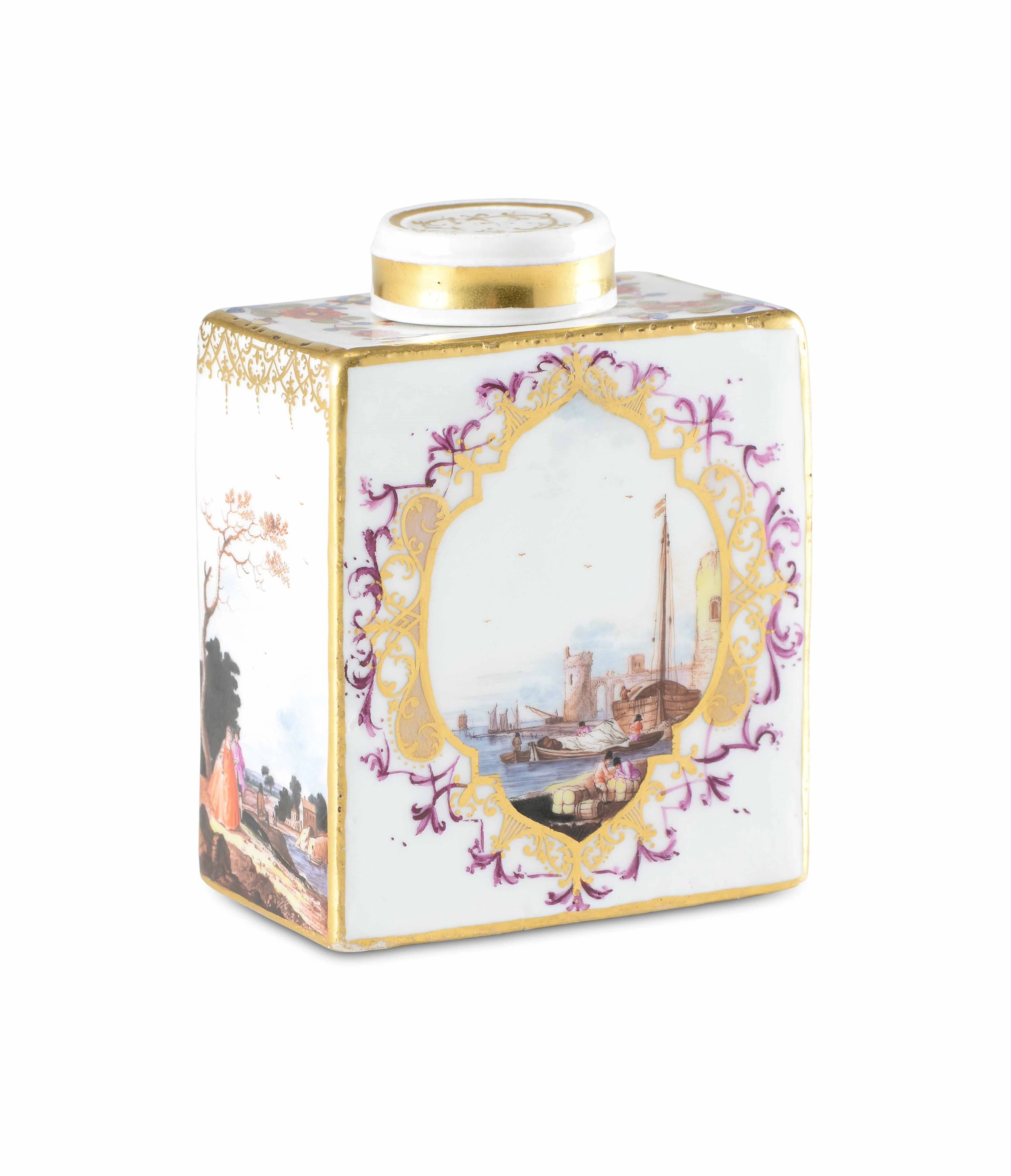Scatola porta t� e un coperchio Meissen, 1735-1740