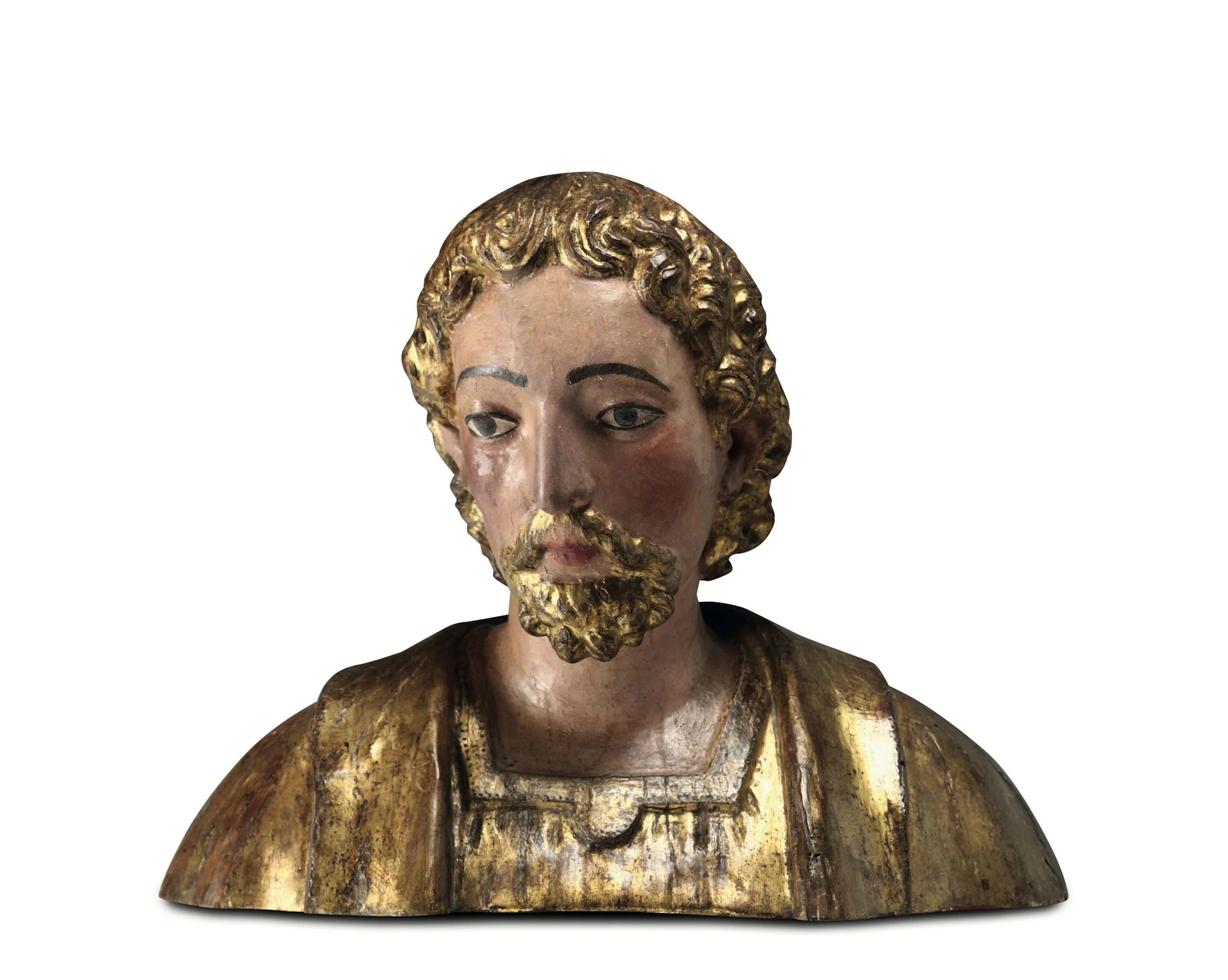 A bust in carved, lacquered and gilded wood, central Italian school