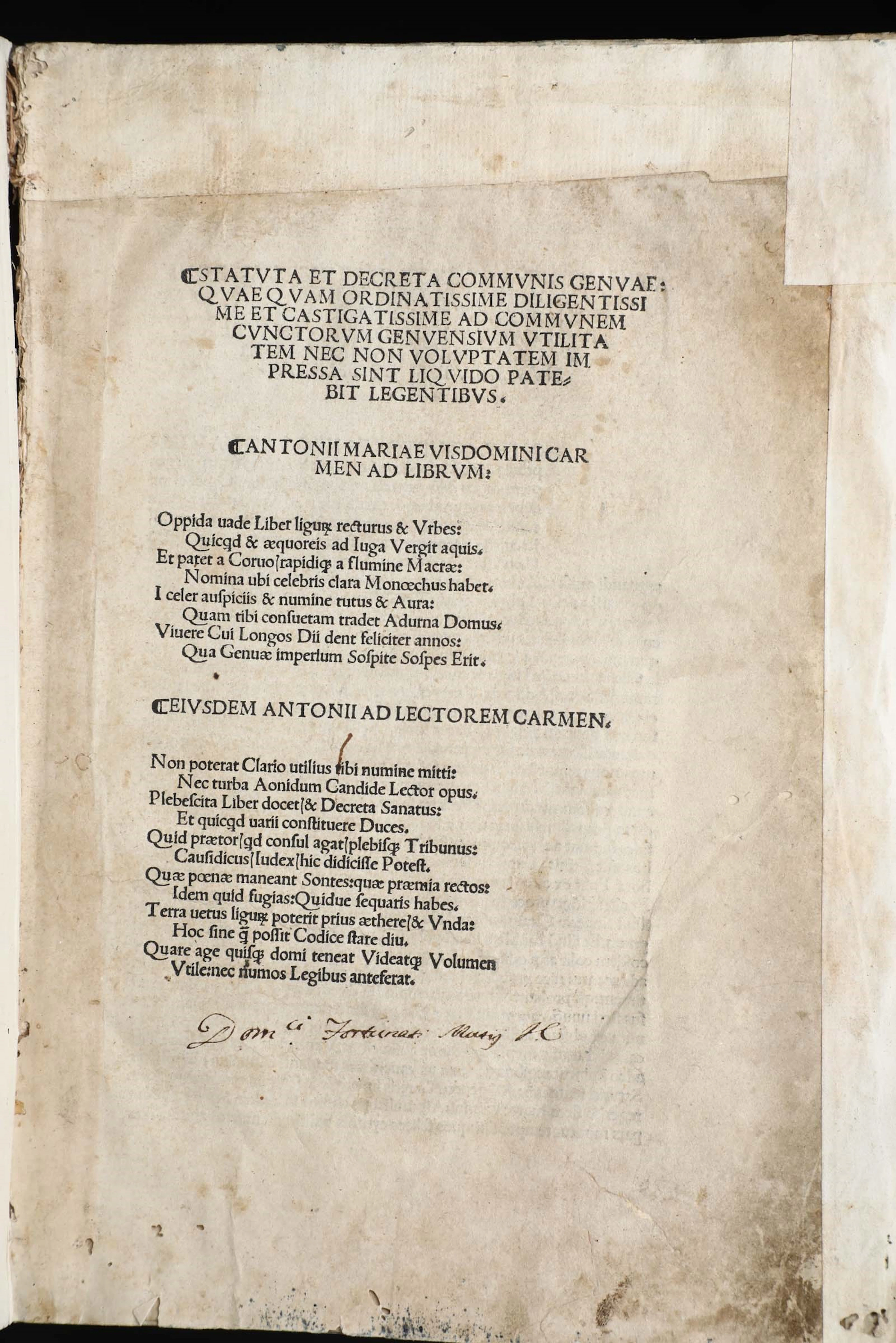 Genova - Prima edizione a stampa degli Statuti