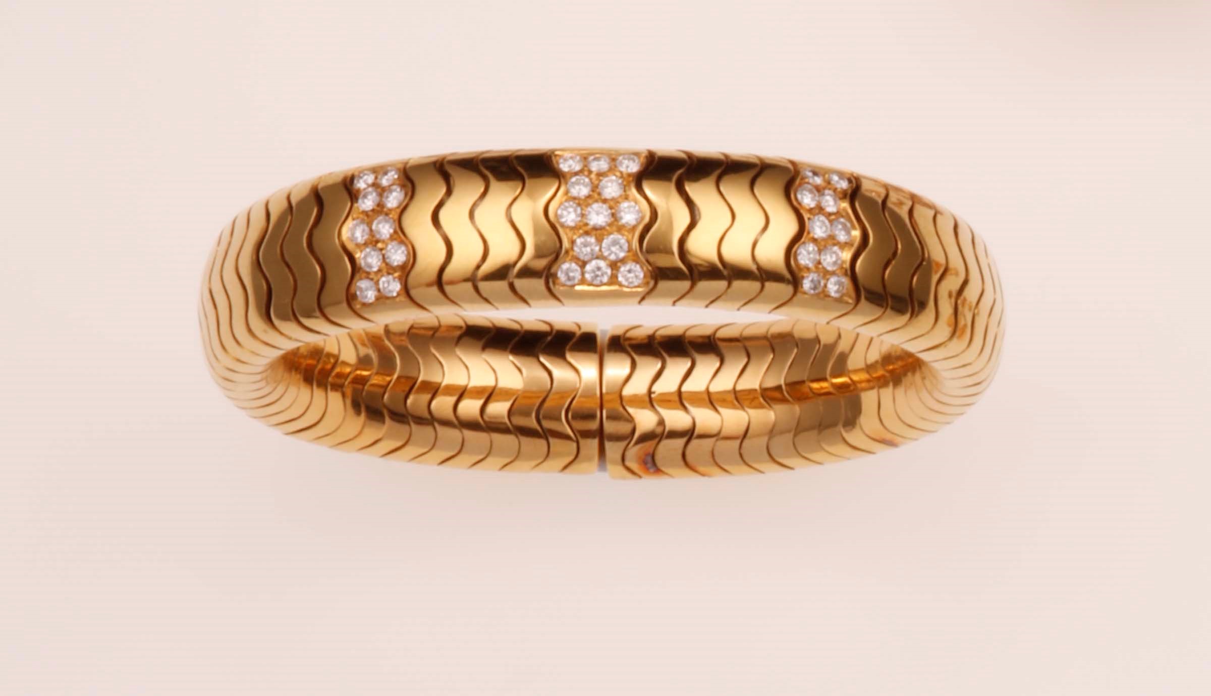Gold and diamond bangle