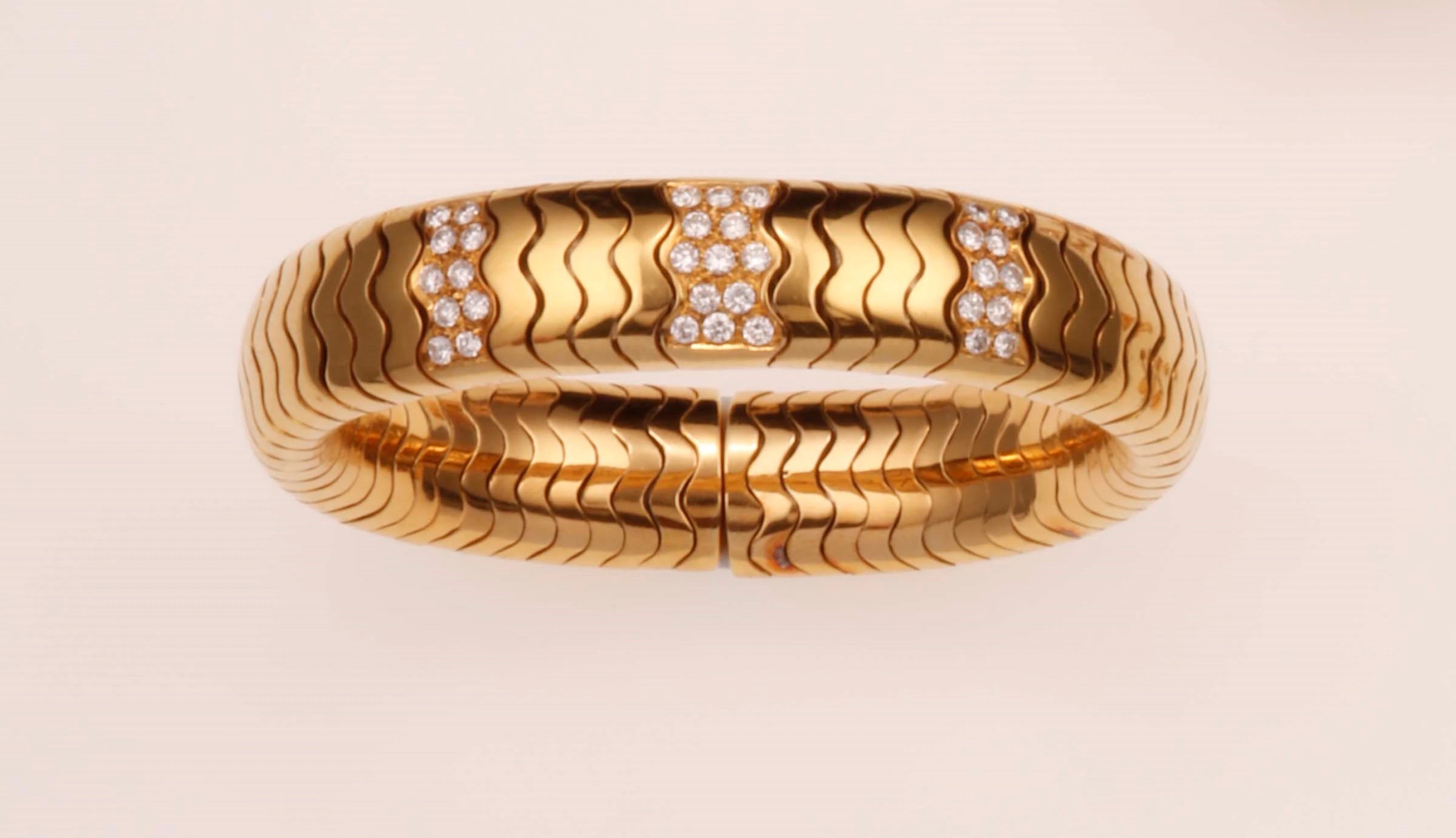 Gold and diamond bangle