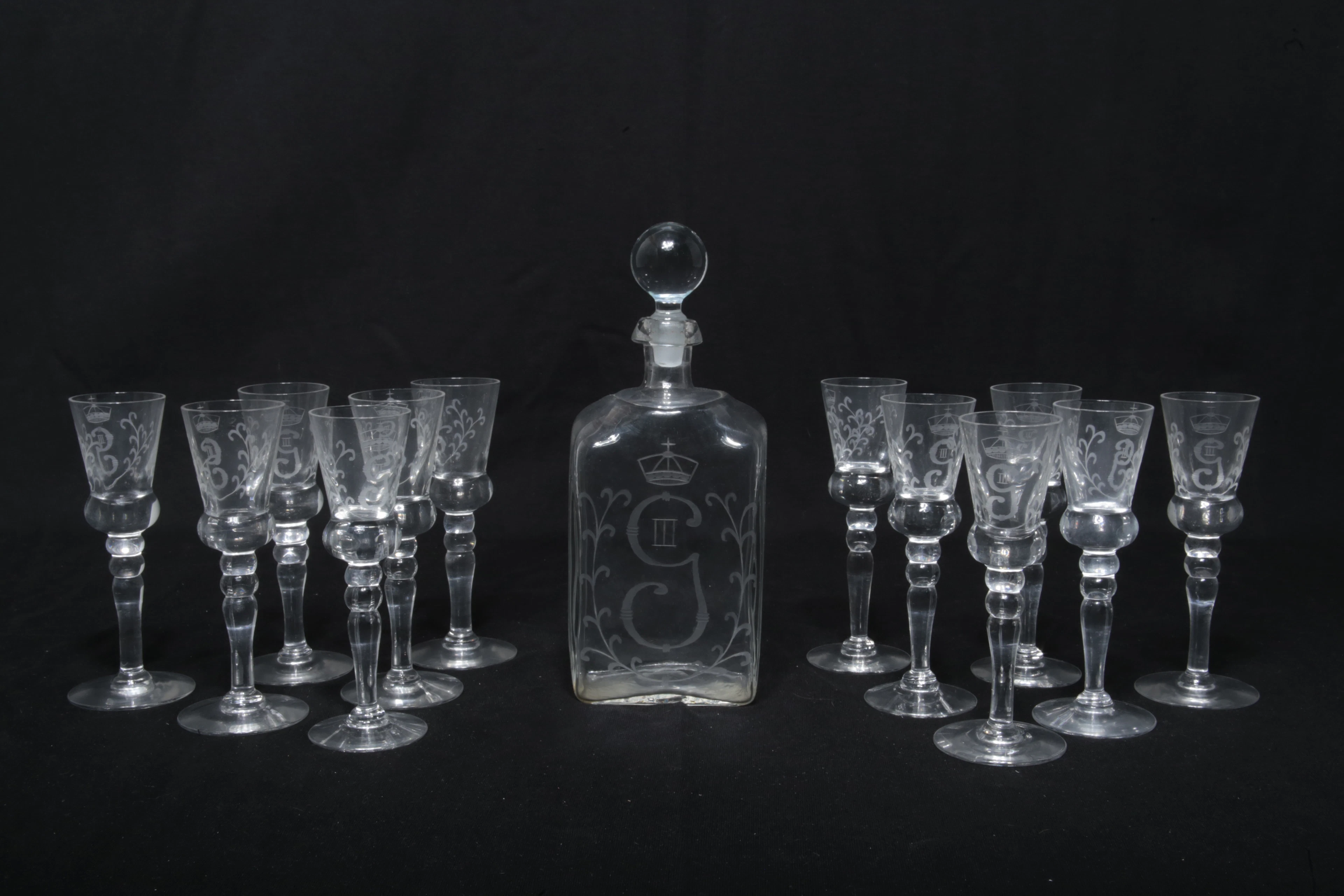 Reijmyre Antik GIII, snapsglas 12 stycken + karaff