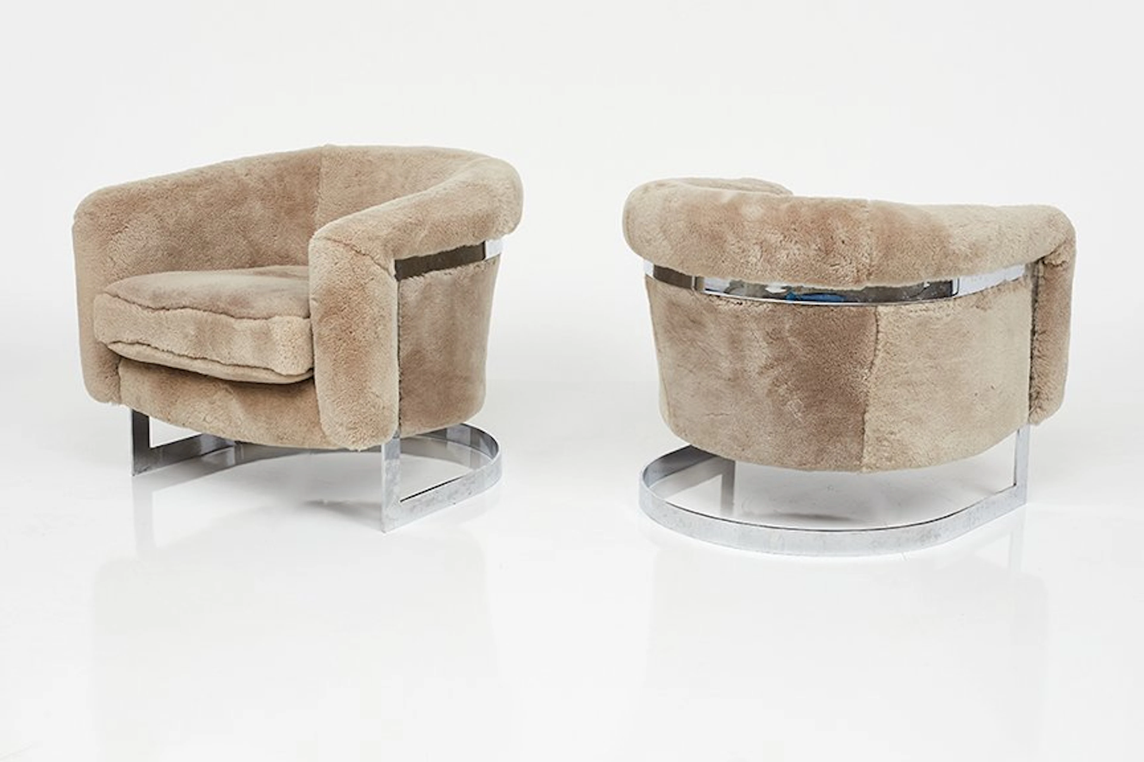 Pair of barrel back lounge chairs, ca. 1968