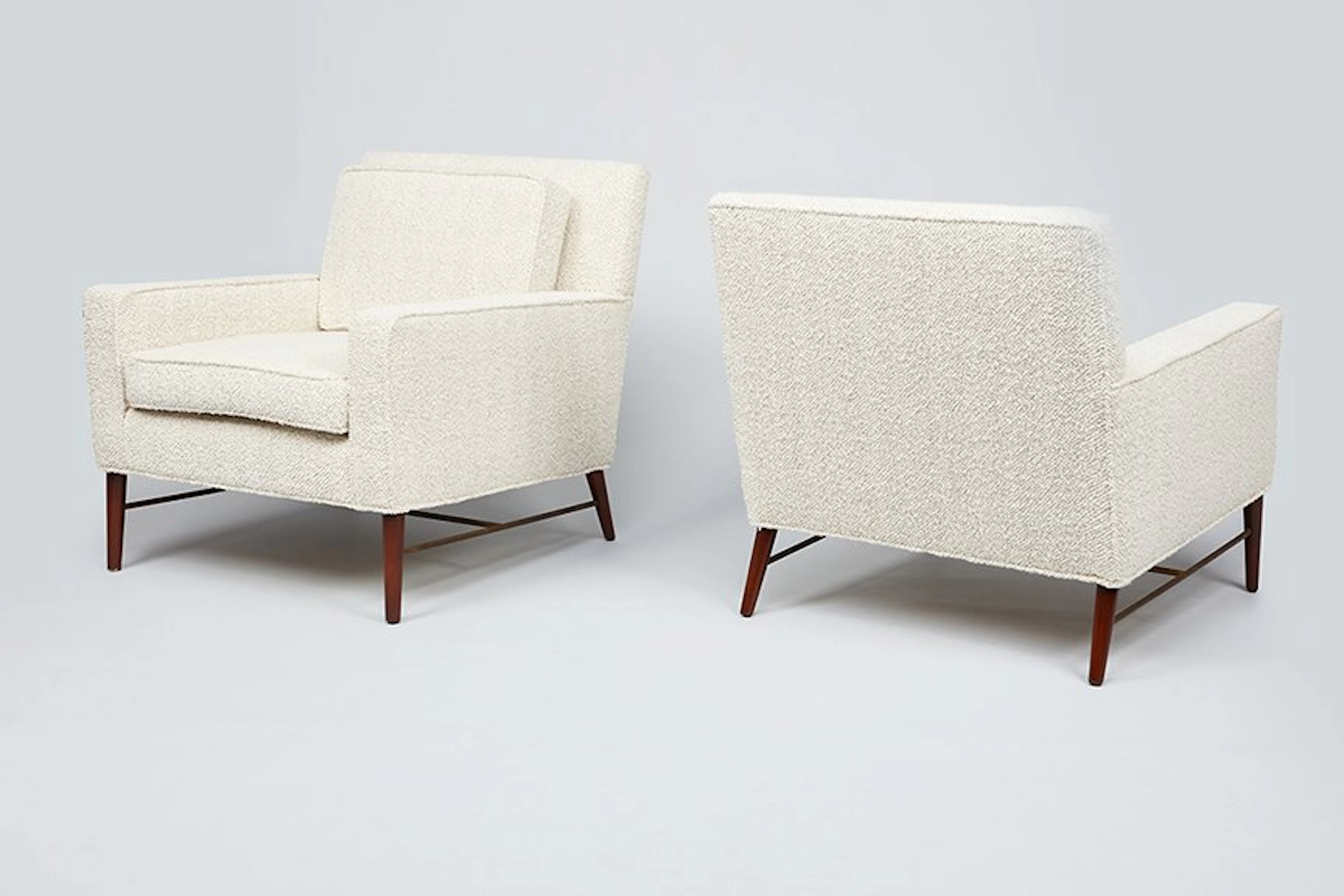 Pair of large-scale lounge chairs, 1950s