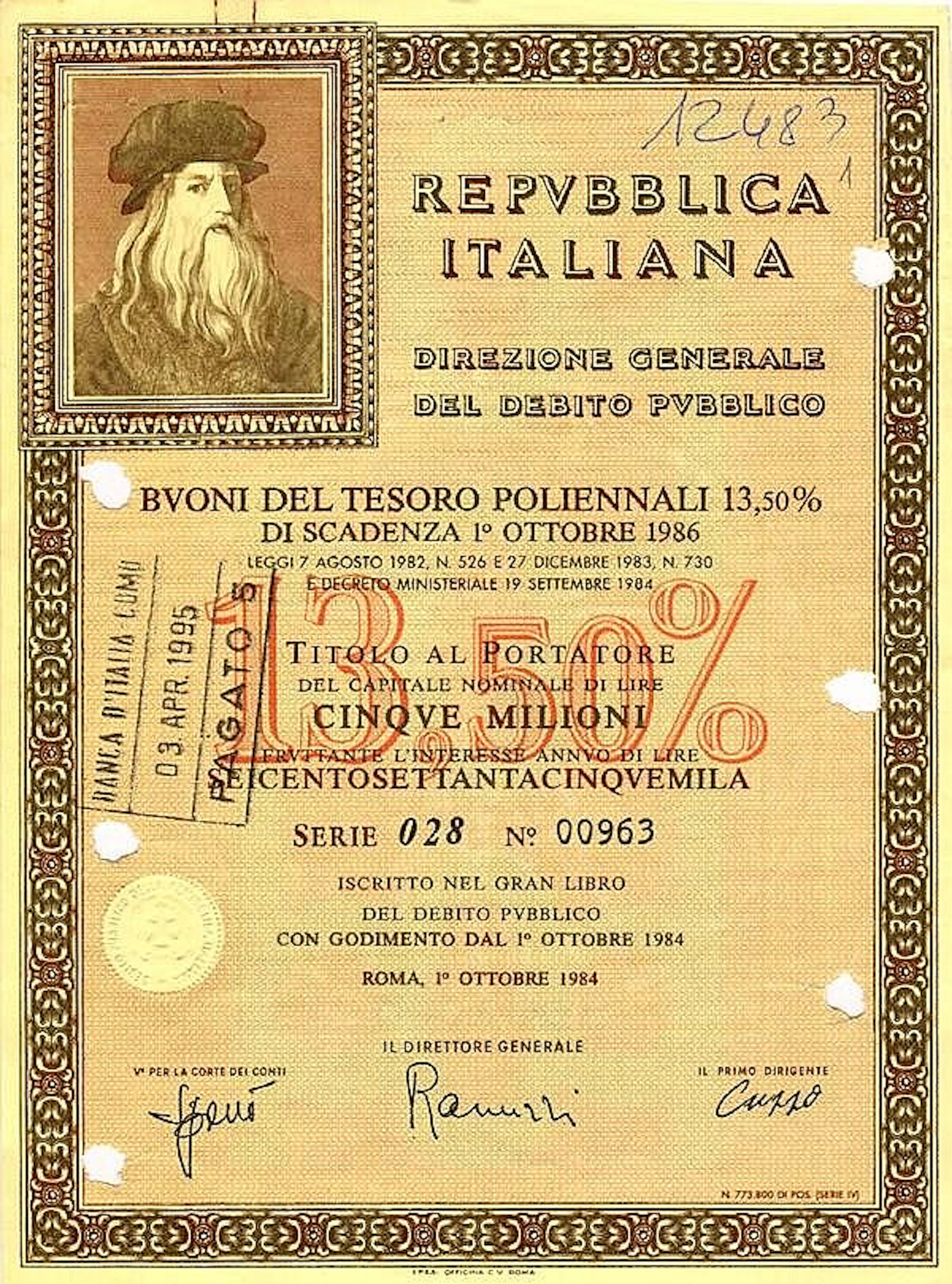Buoni del Tesoro poliennali 13,50%
