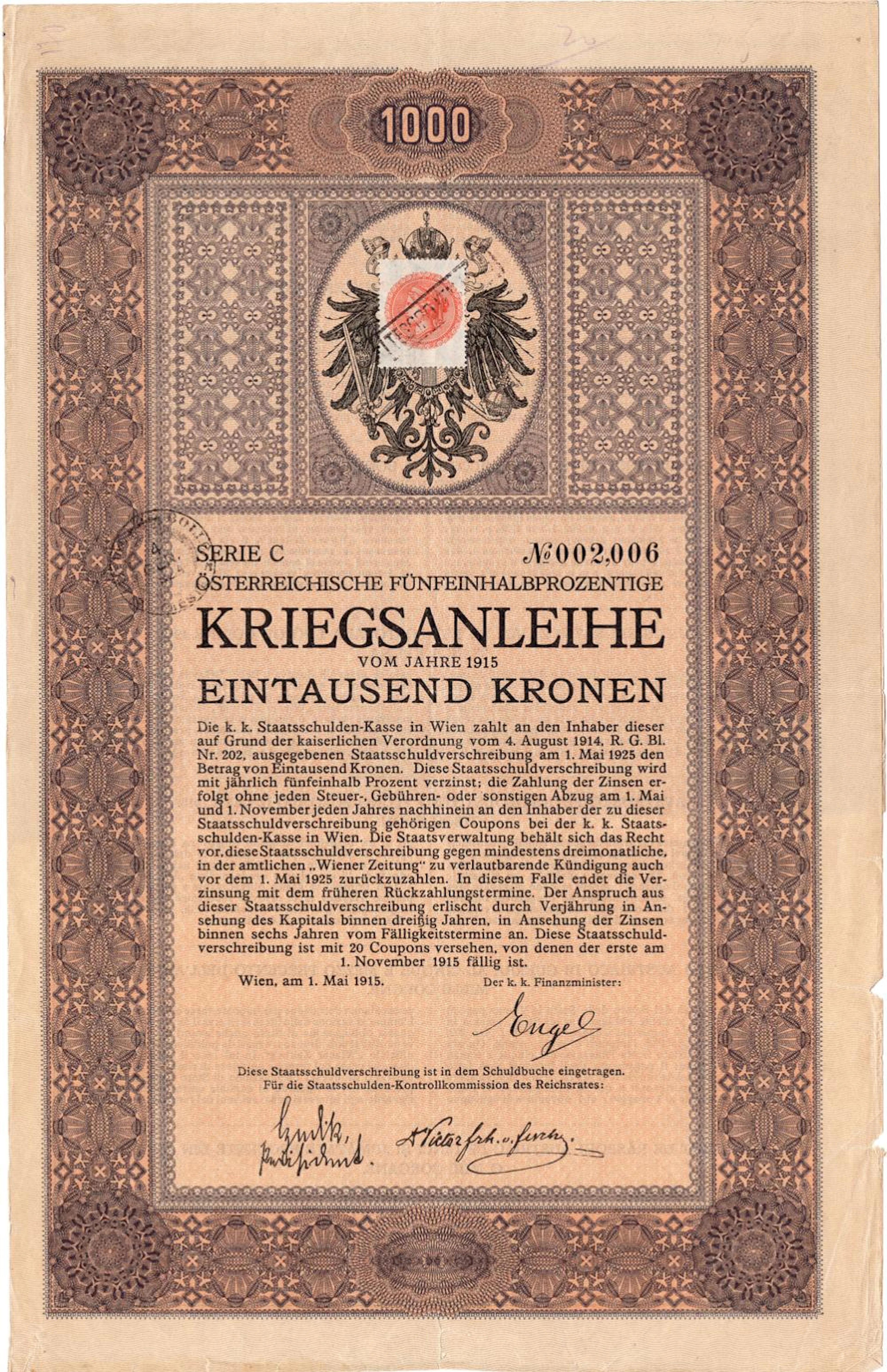 Prestito Austriaco di Guerra 5½% - Österreichische Kriegsanleihe 5,5%