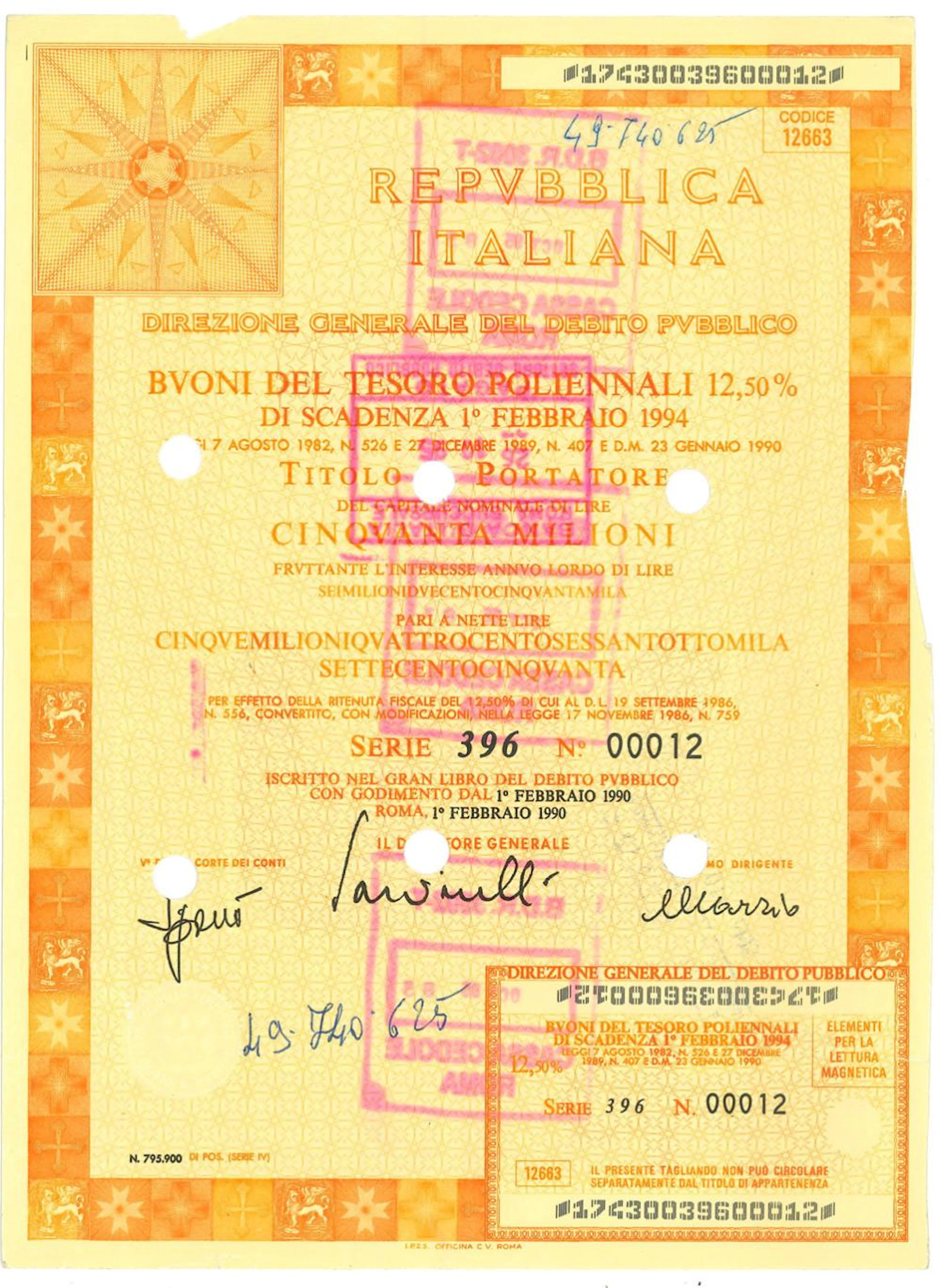 Buoni del Tesoro Poliennali 12,50%