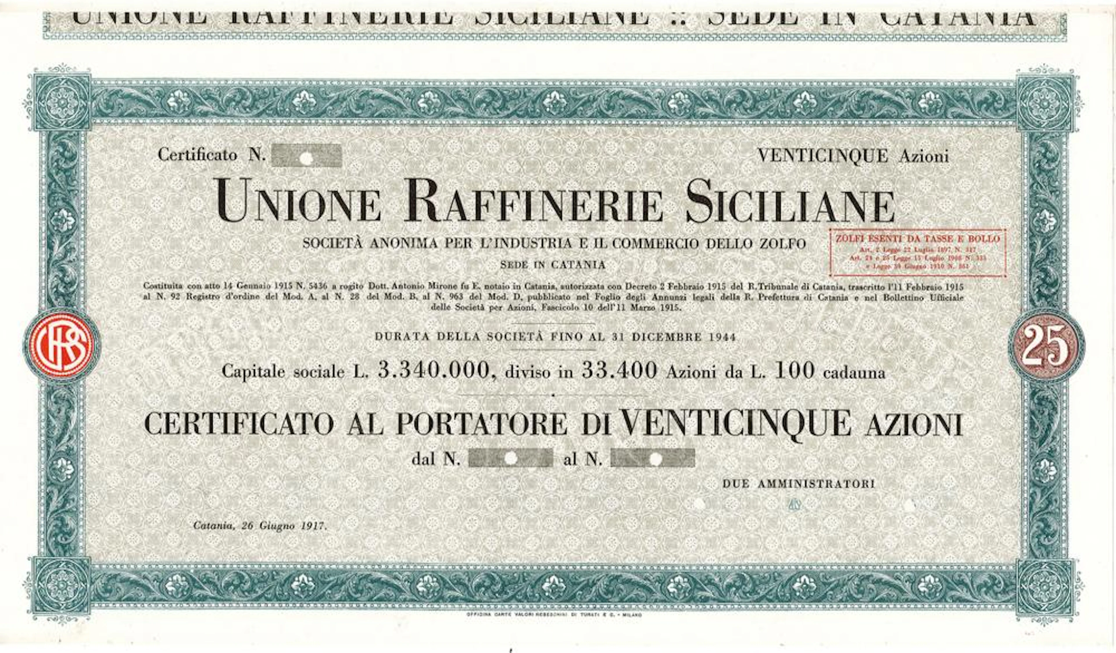 Unione Raffinerie Siciliane - Società Anonima per...