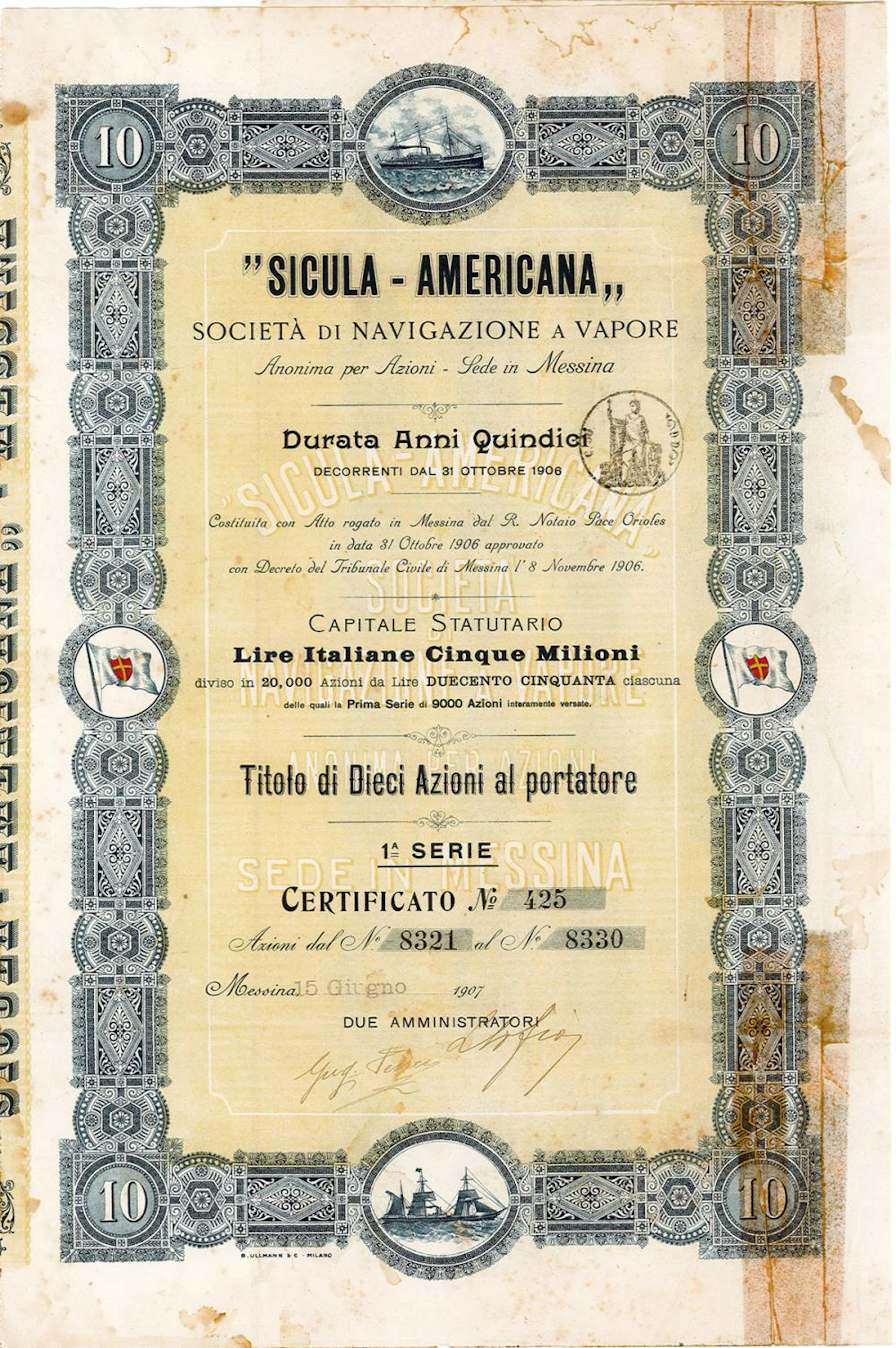 Sicula-Americana - Società di Navigazione a Vapore