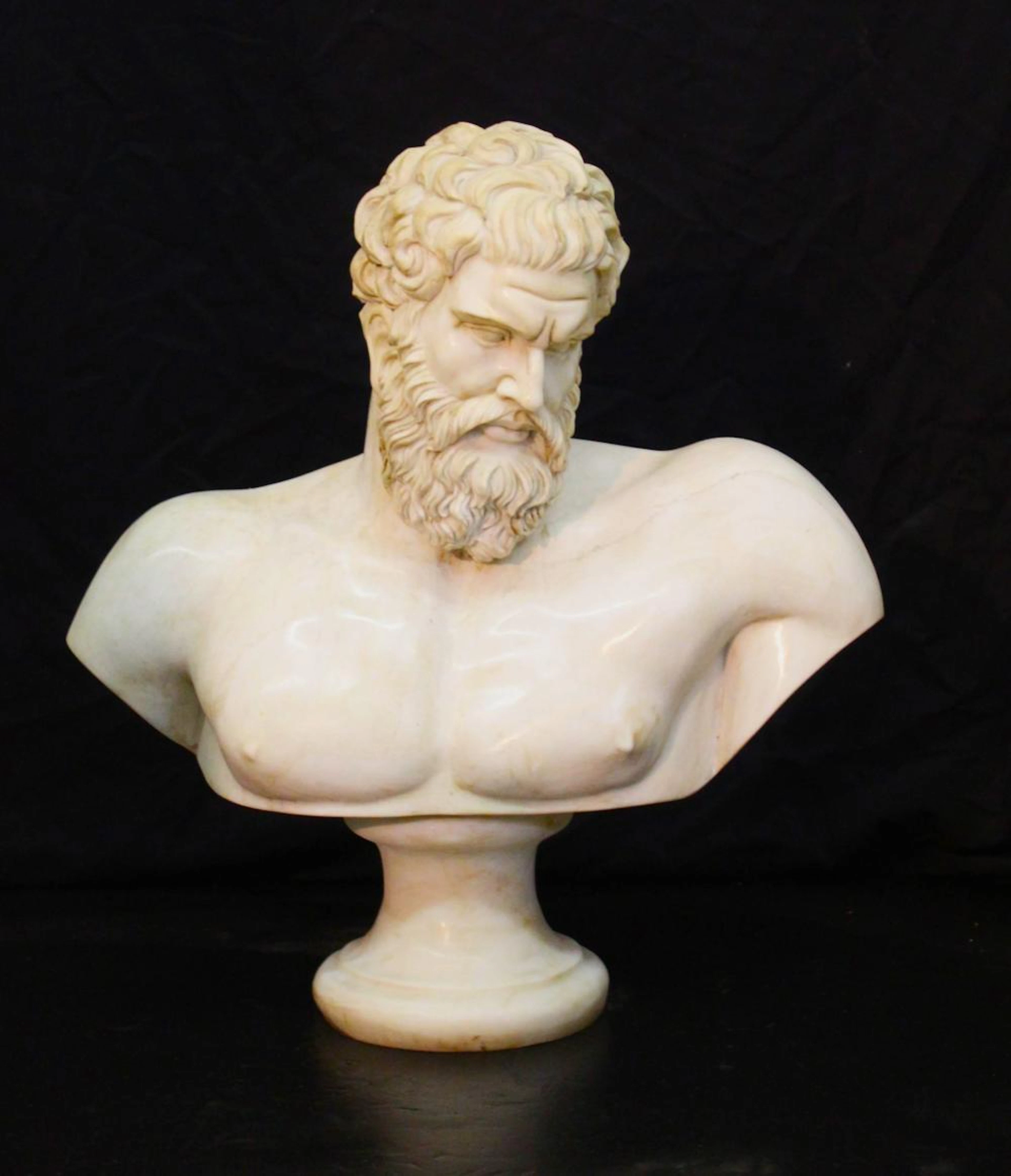 Sculpture, bust of Hercules Farnese in marble