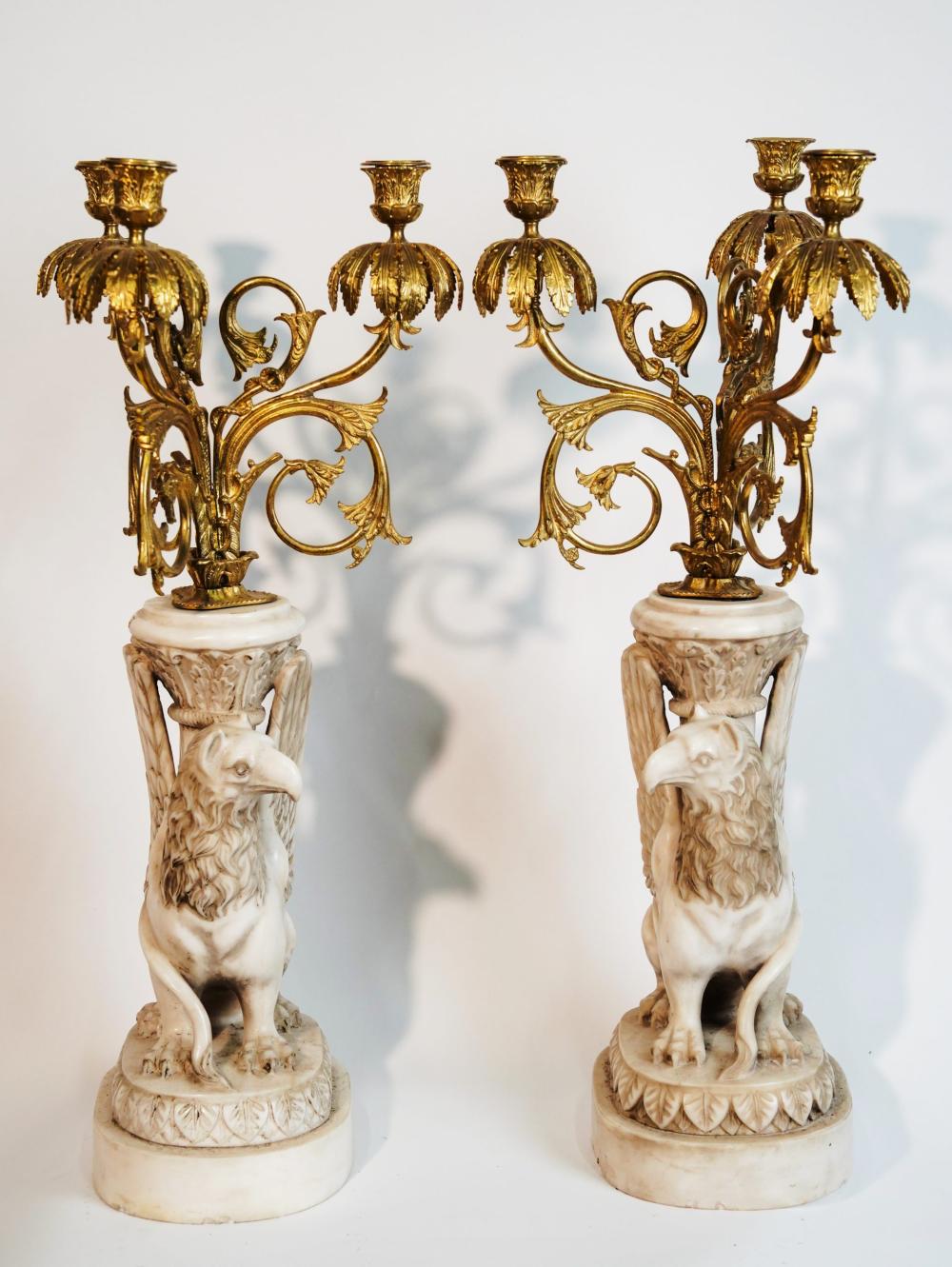 Pair of marble candelabras