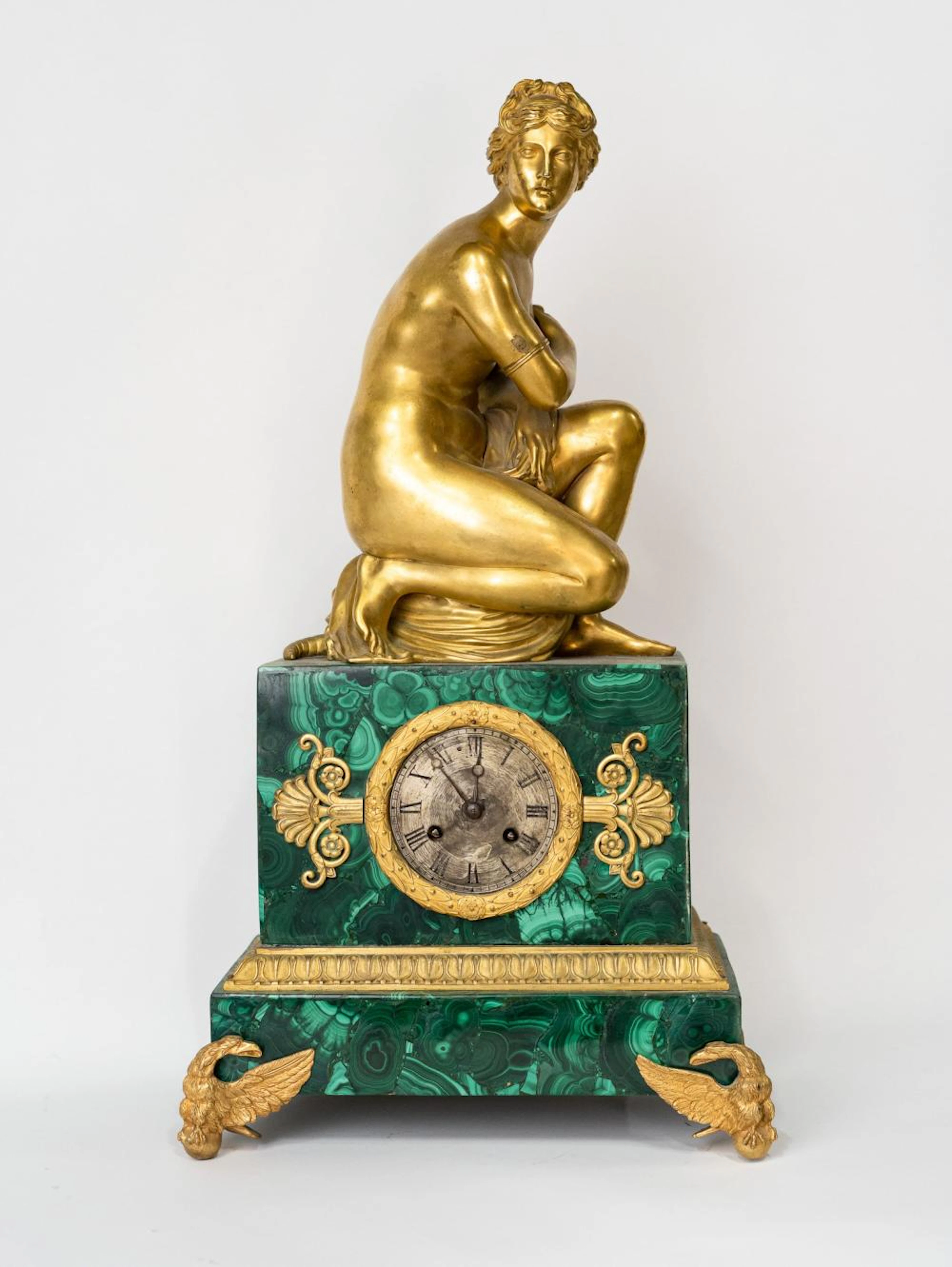 Malachite clock with bronze Venus