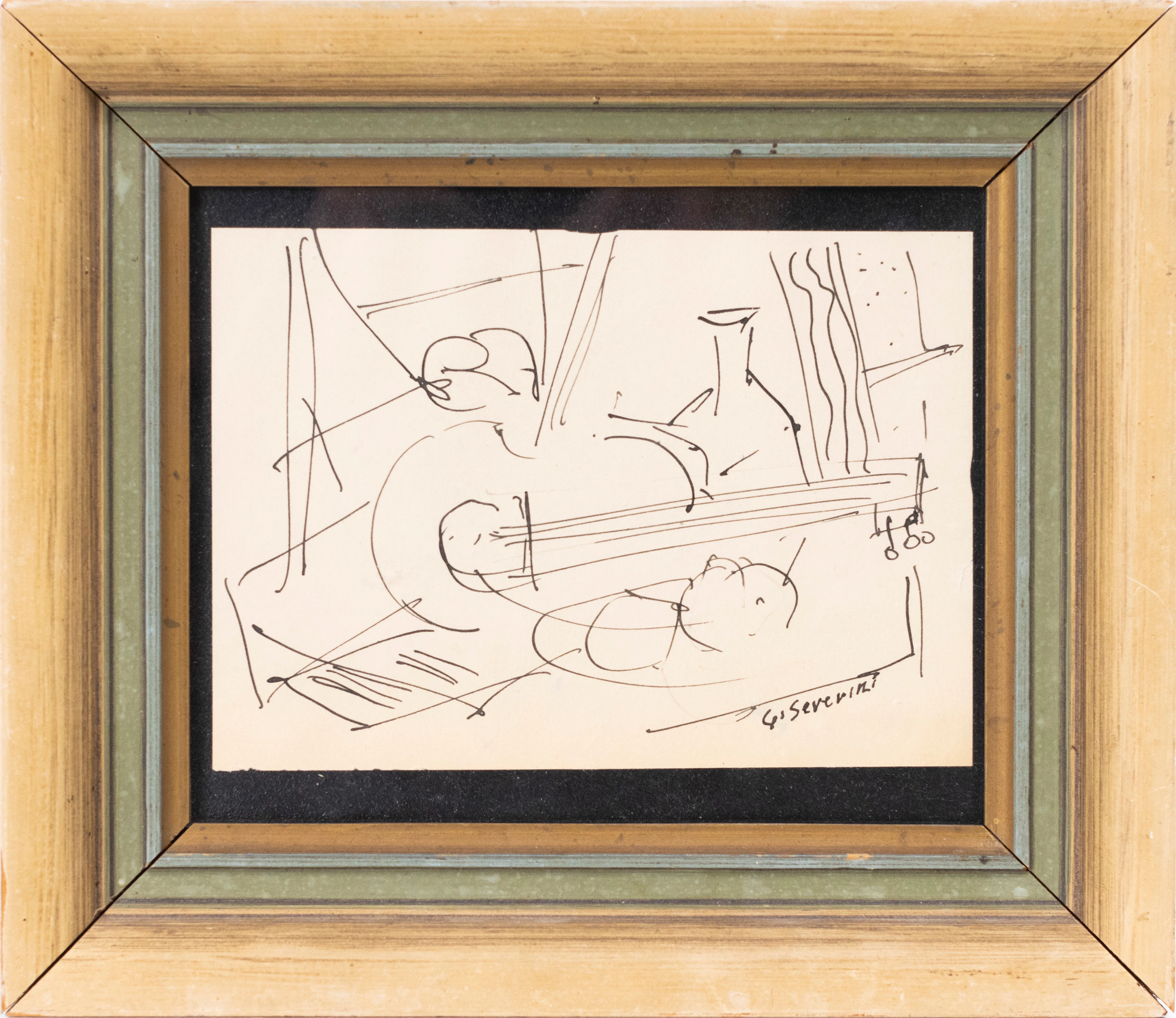 Gino Severini, tuschteckning, signerad, 22,5x19,5 cm