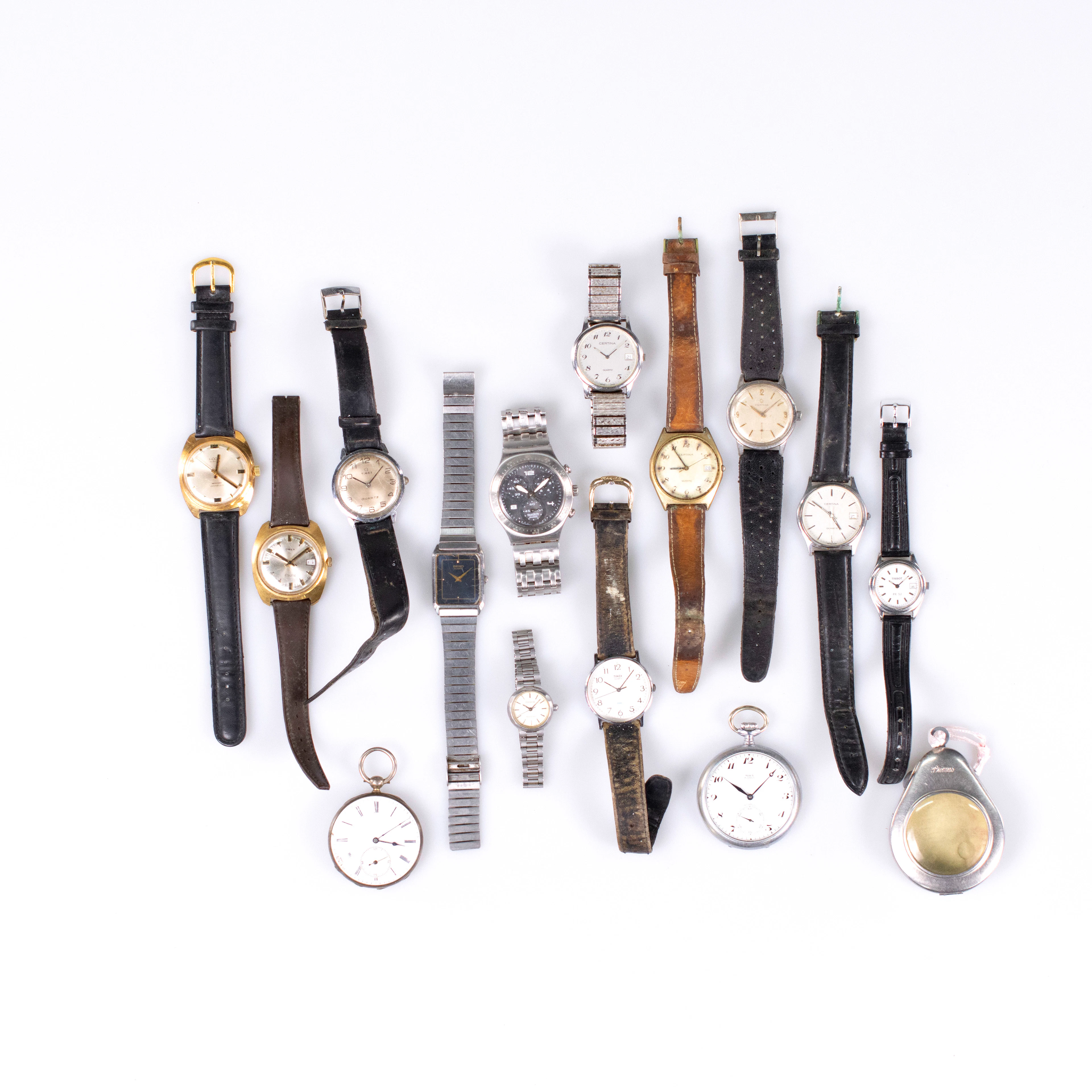 Diverse klockor, fickur, bl a Certina, Tissot, Swatch