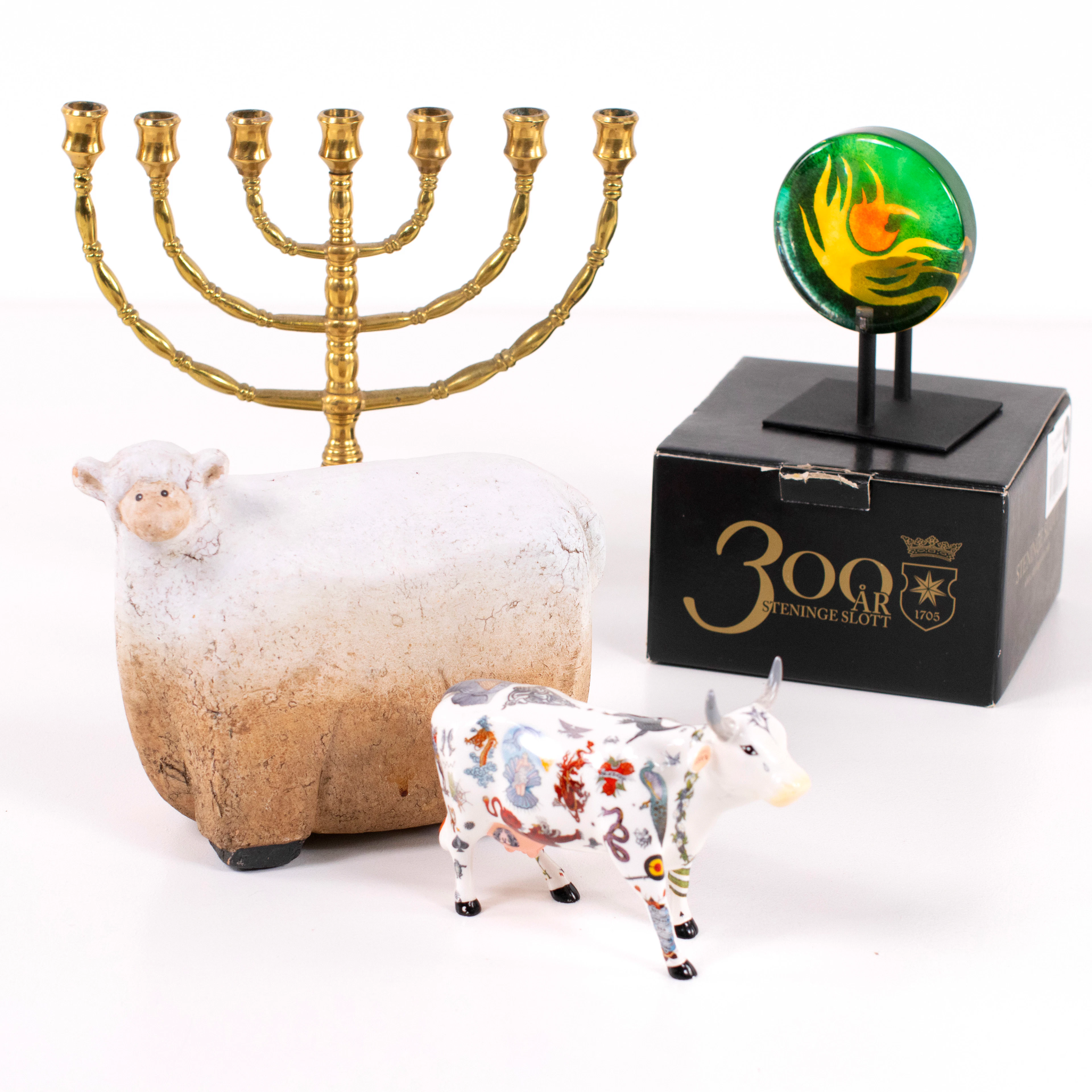 Ljusstake, figuriner, 4 delar, bl a Cowparade, Steninge