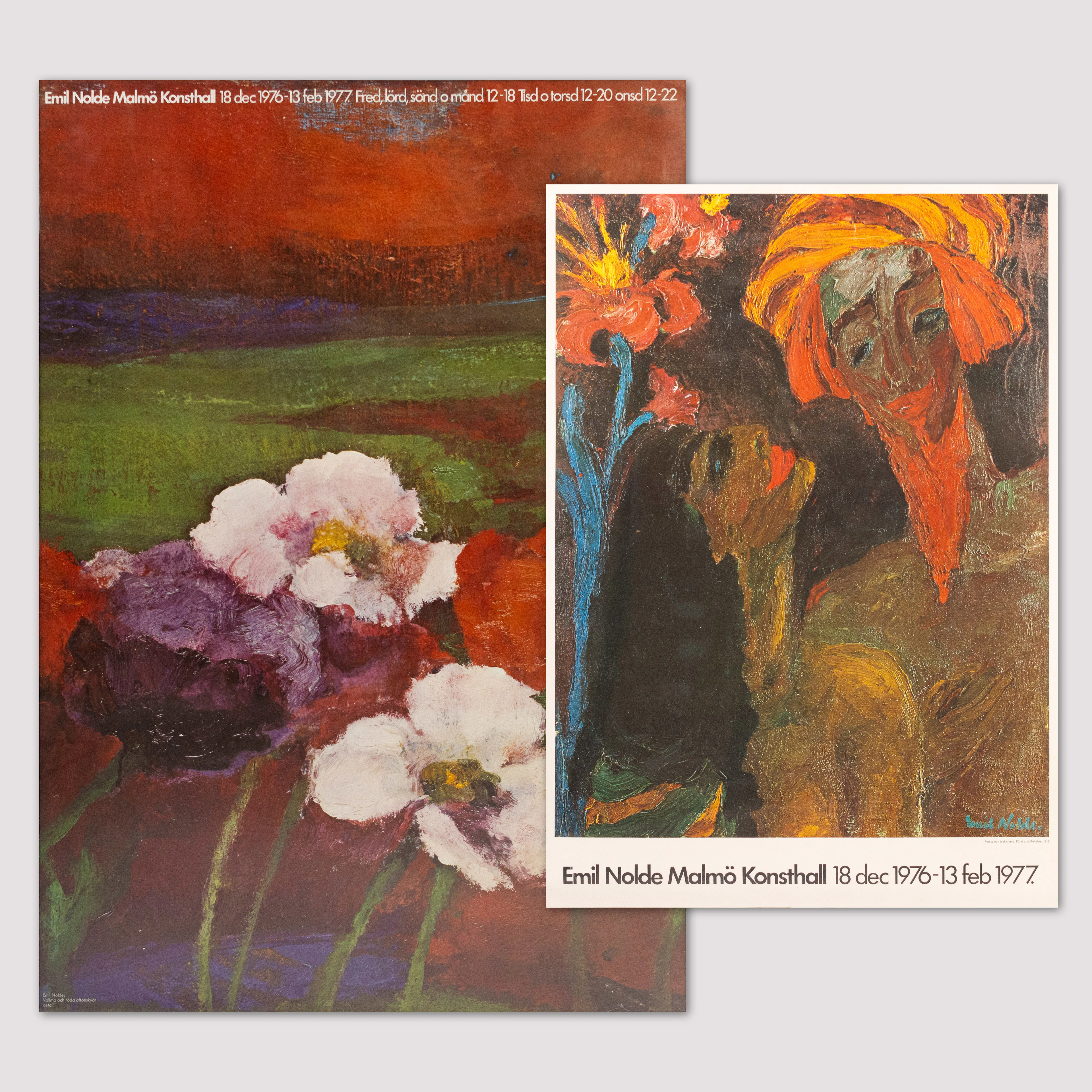 Emil Nolde, utställningsaffischer, 2 st, största 70 x 100 cm