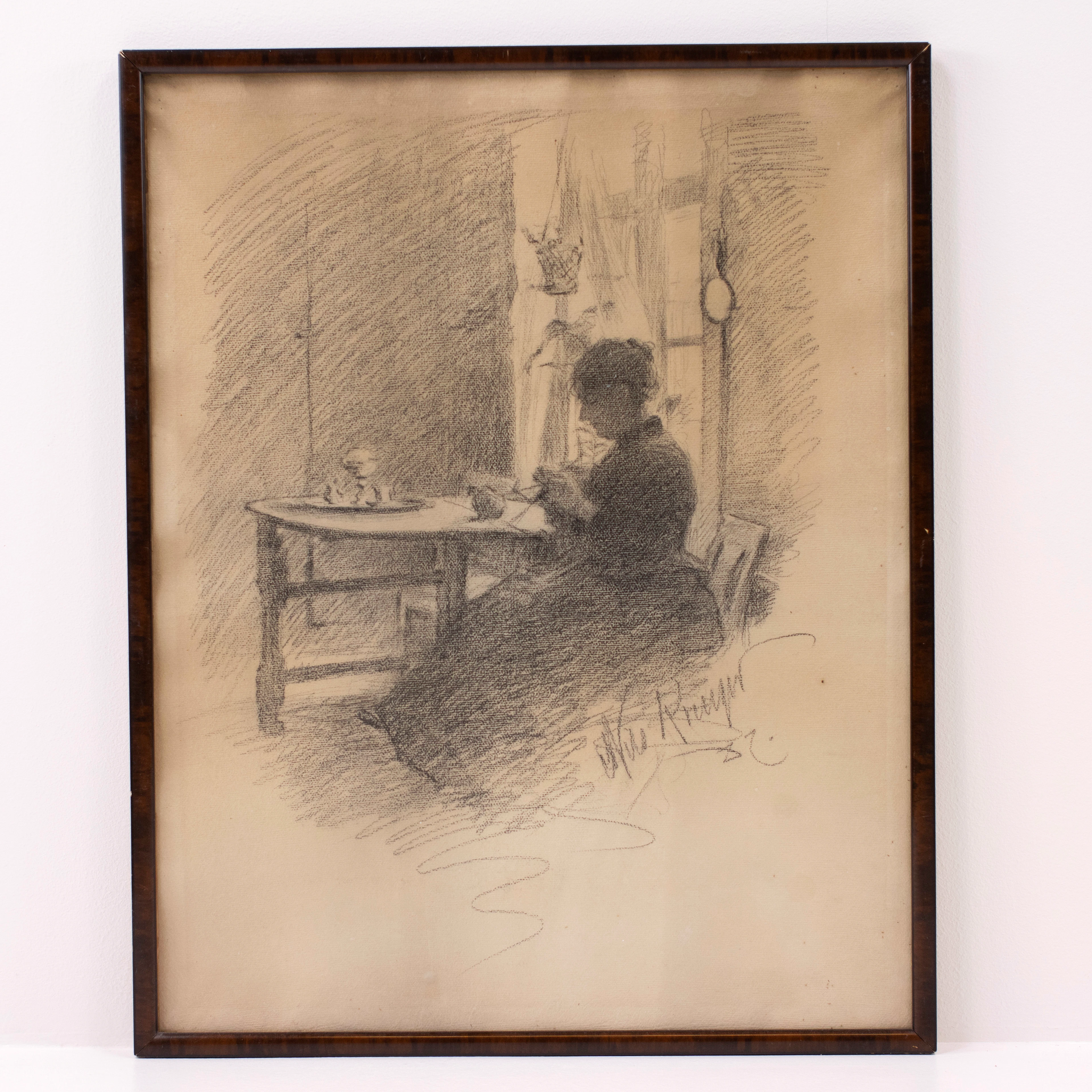 Nils Kreuger, kol på duk, signerad, 50x63 cm