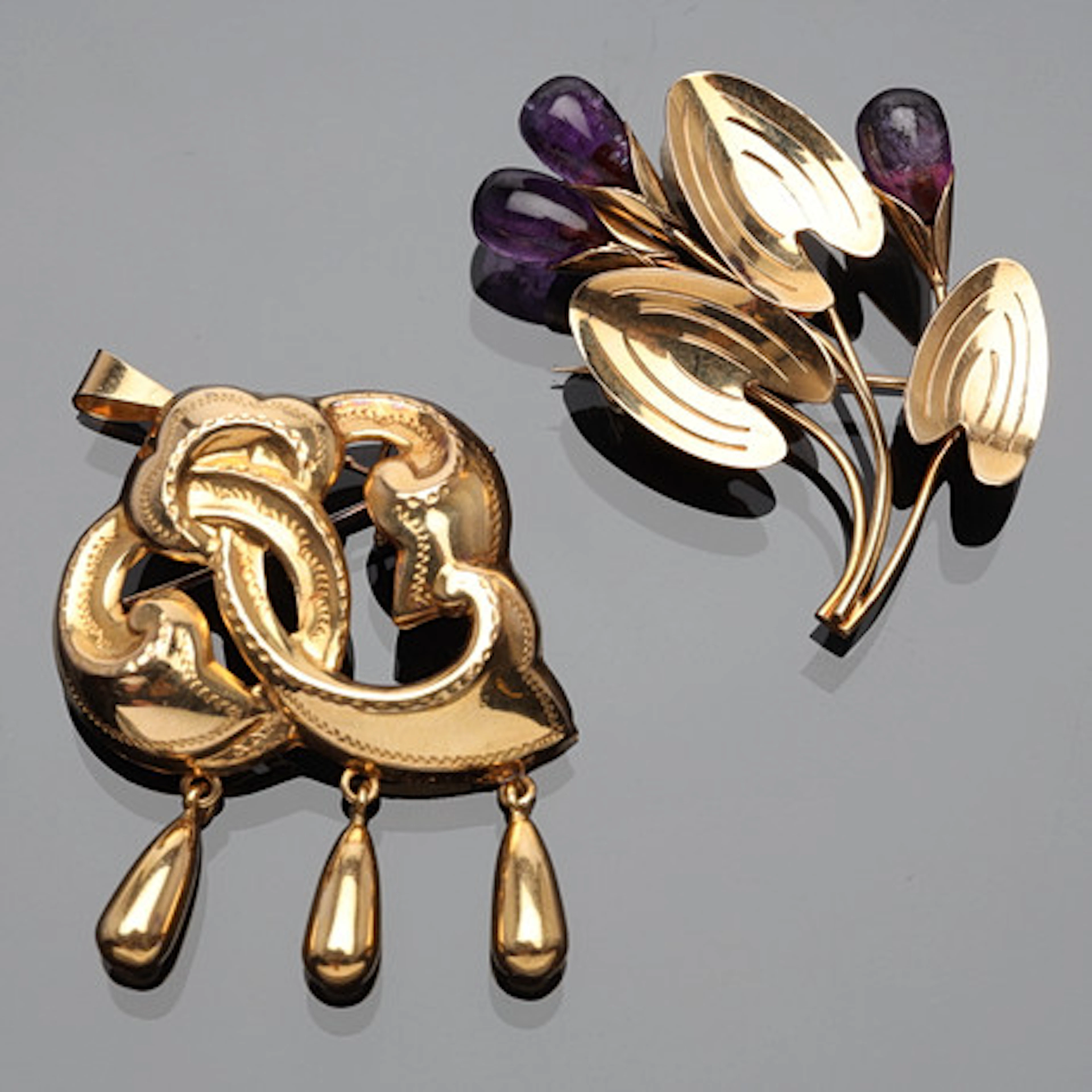 BROSCHER, 18K Guld, 2 stycken.