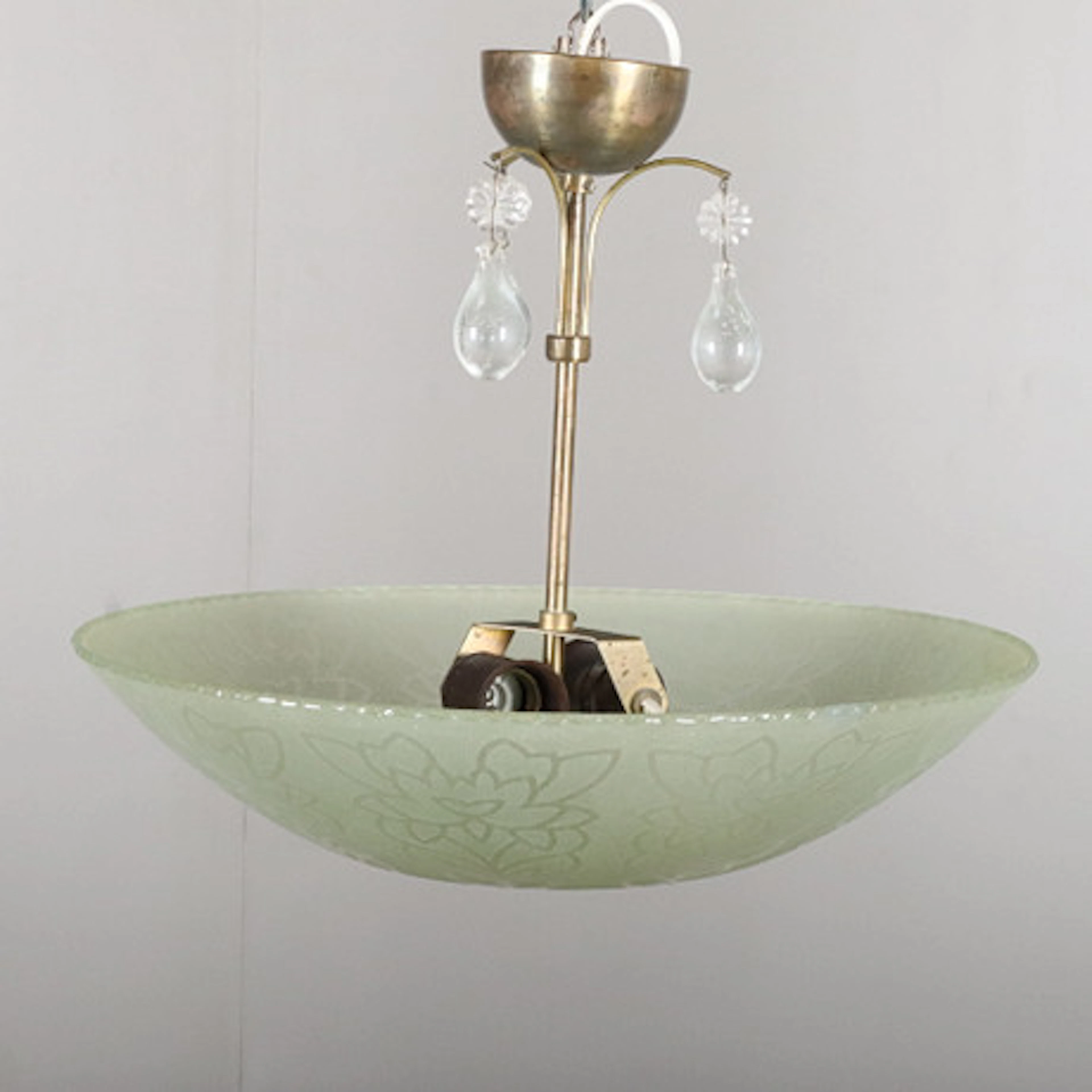 TAKLAMPA, glas, mässing.