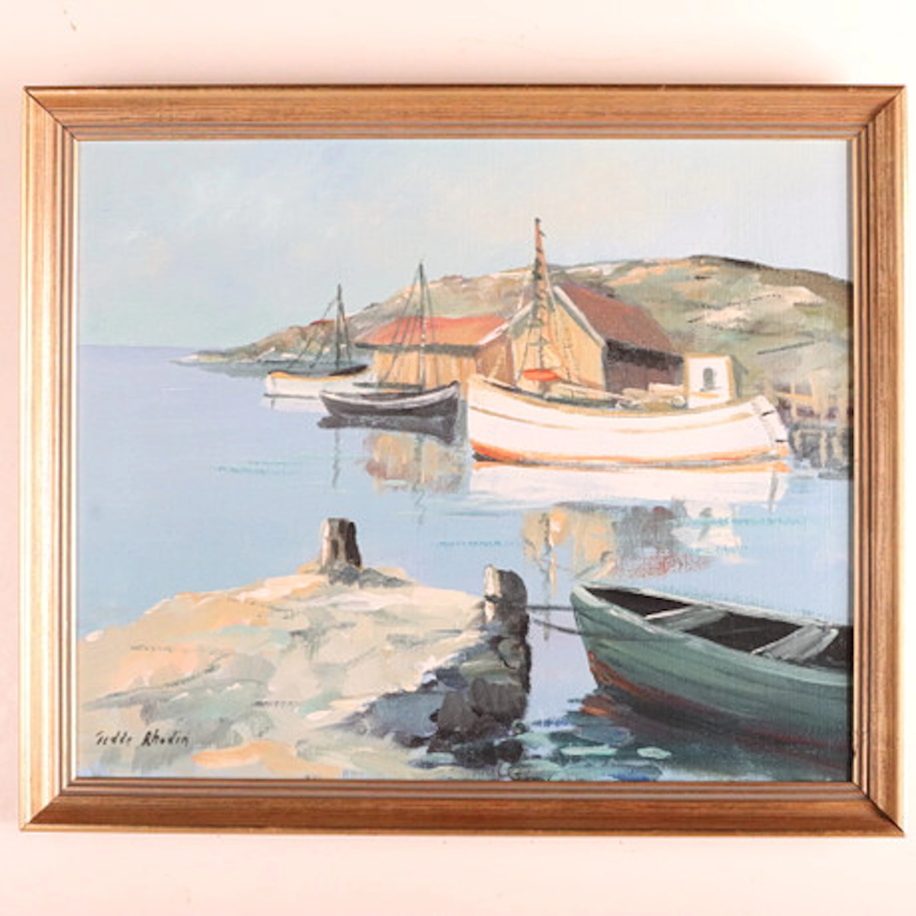 TEDDE RHODIN. OLJA PÅ DUK, signerad.