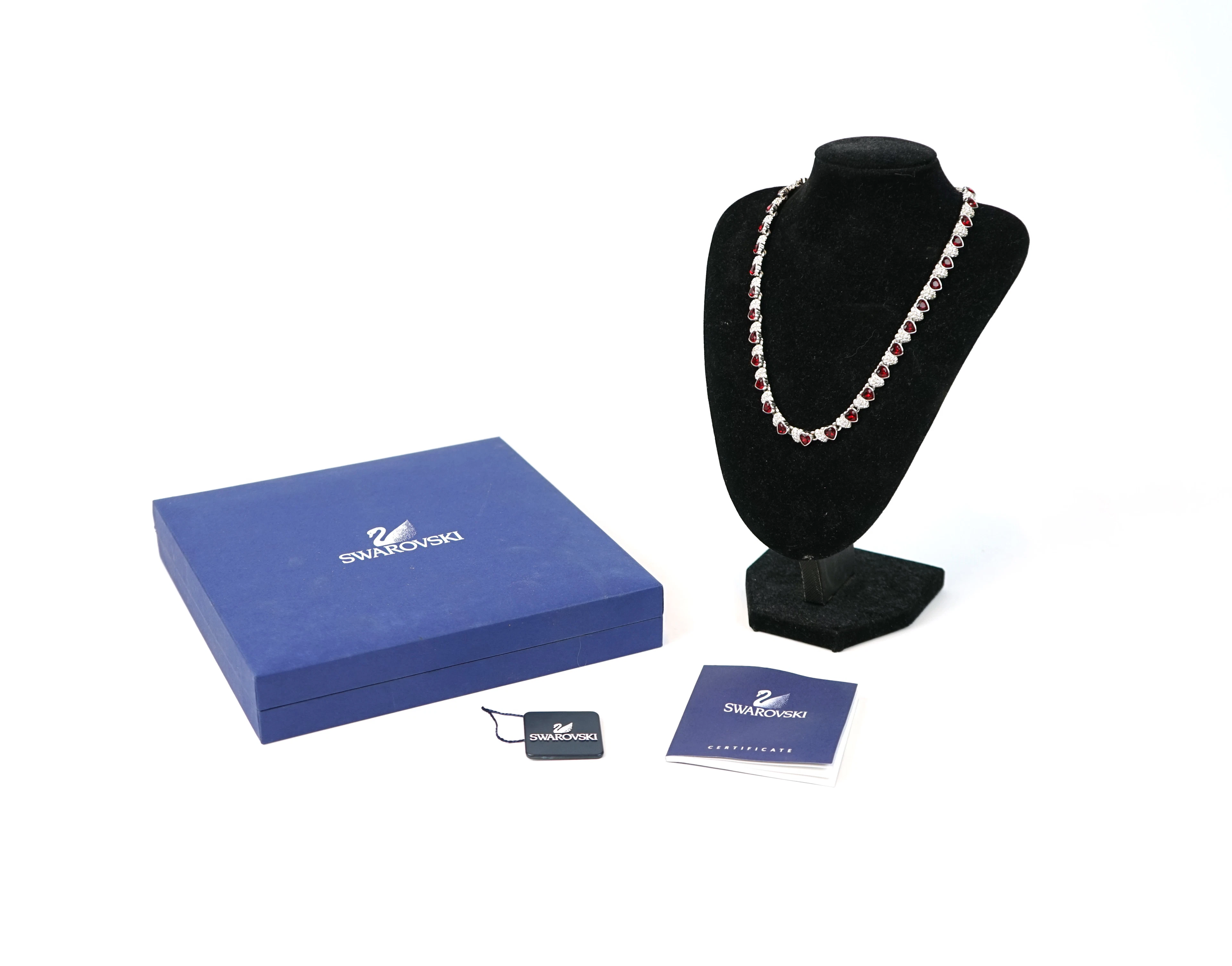 Collier, metall/siam kristall, Swarovski.